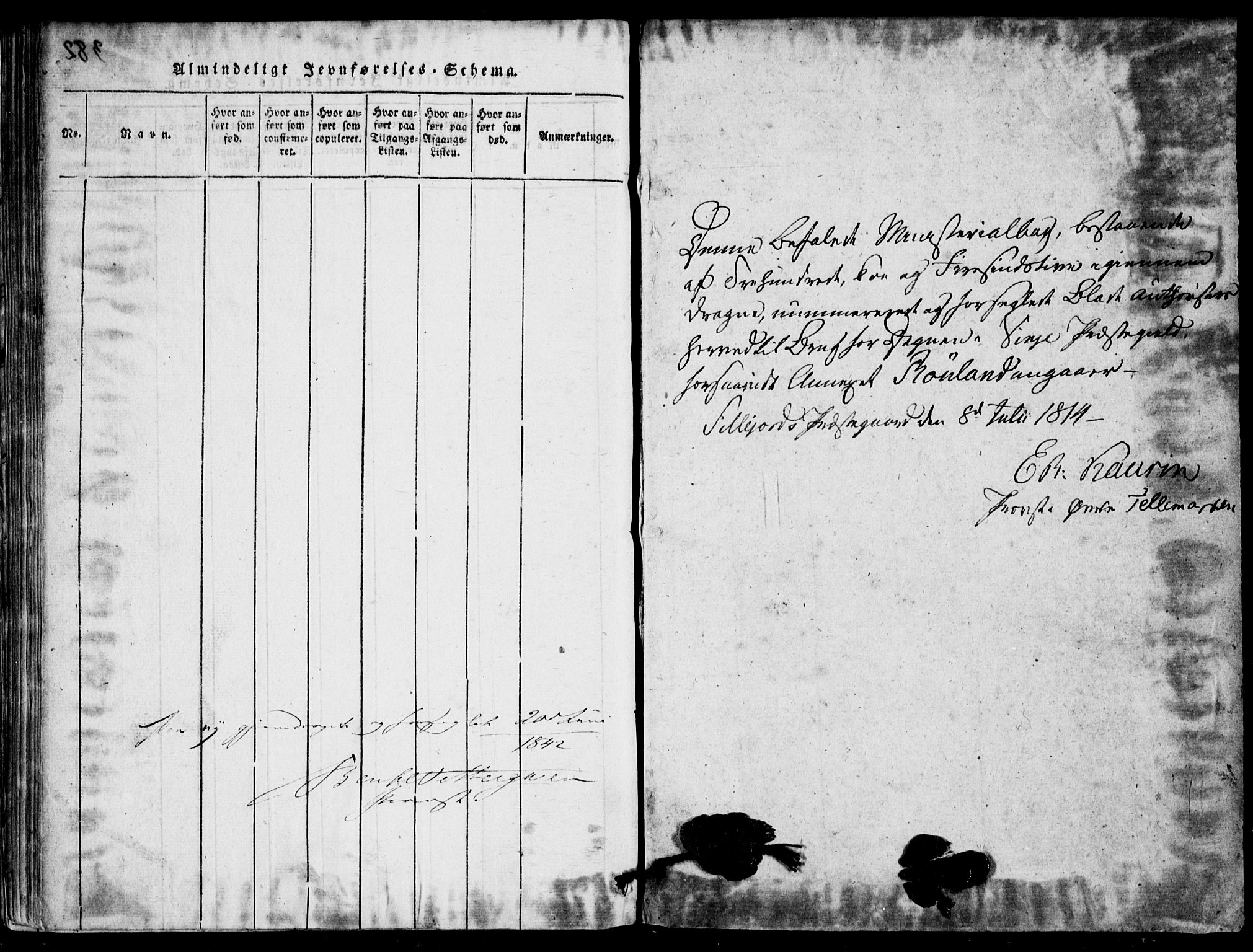 Rauland kirkebøker, SAKO/A-292/G/Ga/L0001: Parish register (copy) no. I 1, 1814-1843