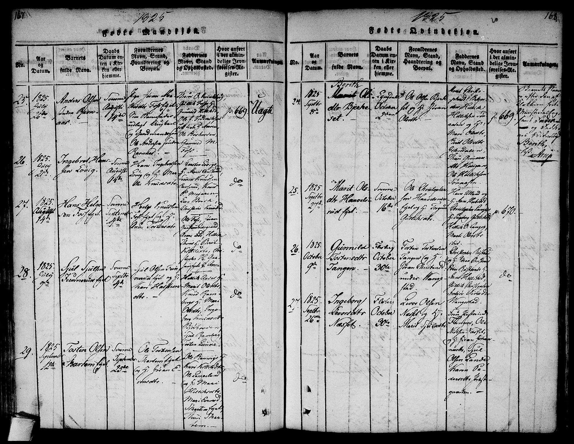 Flesberg kirkebøker, AV/SAKO-A-18/F/Fa/L0005: Parish register (official) no. I 5, 1816-1834, p. 167-168