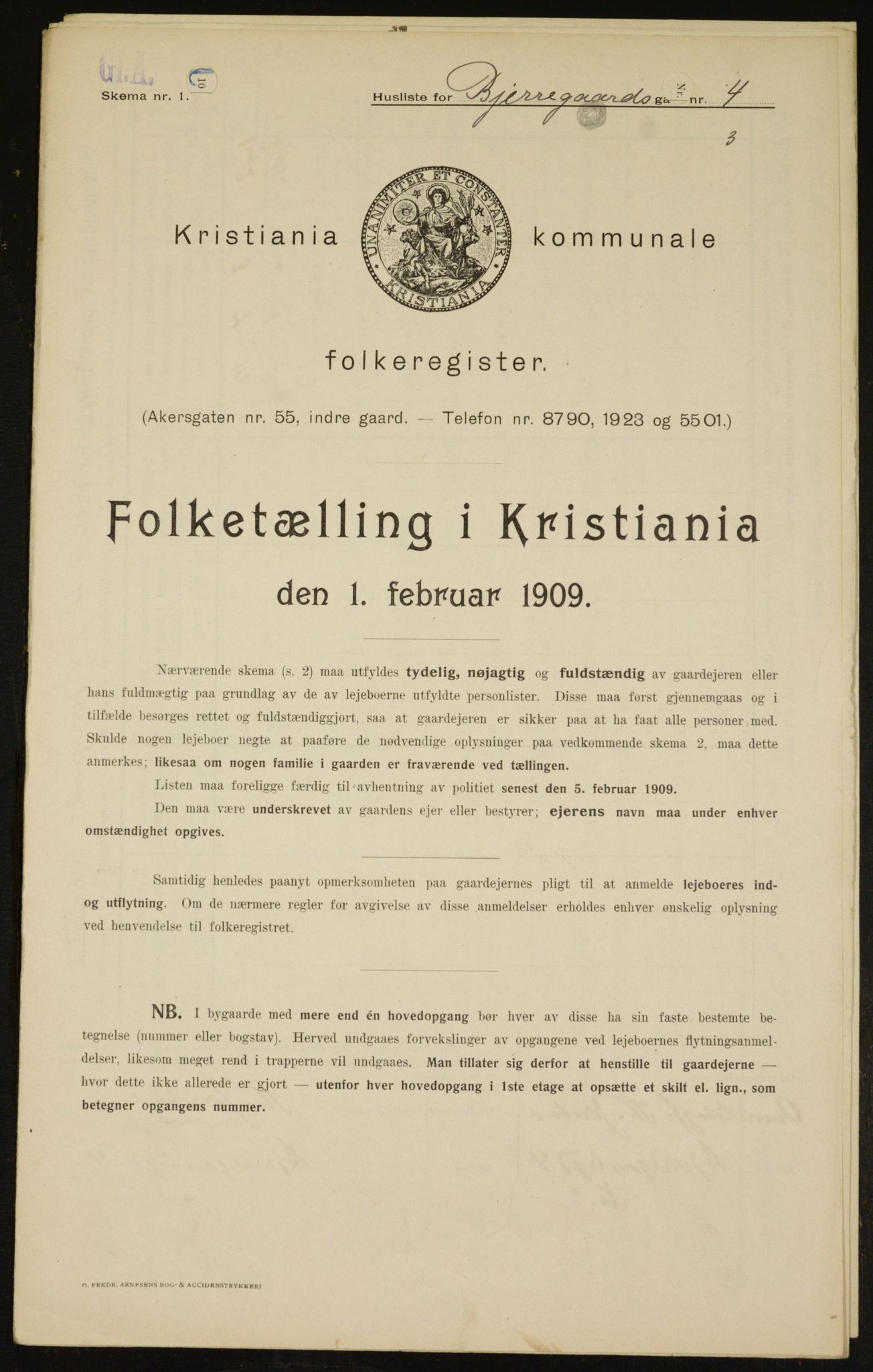 OBA, Municipal Census 1909 for Kristiania, 1909, p. 5156