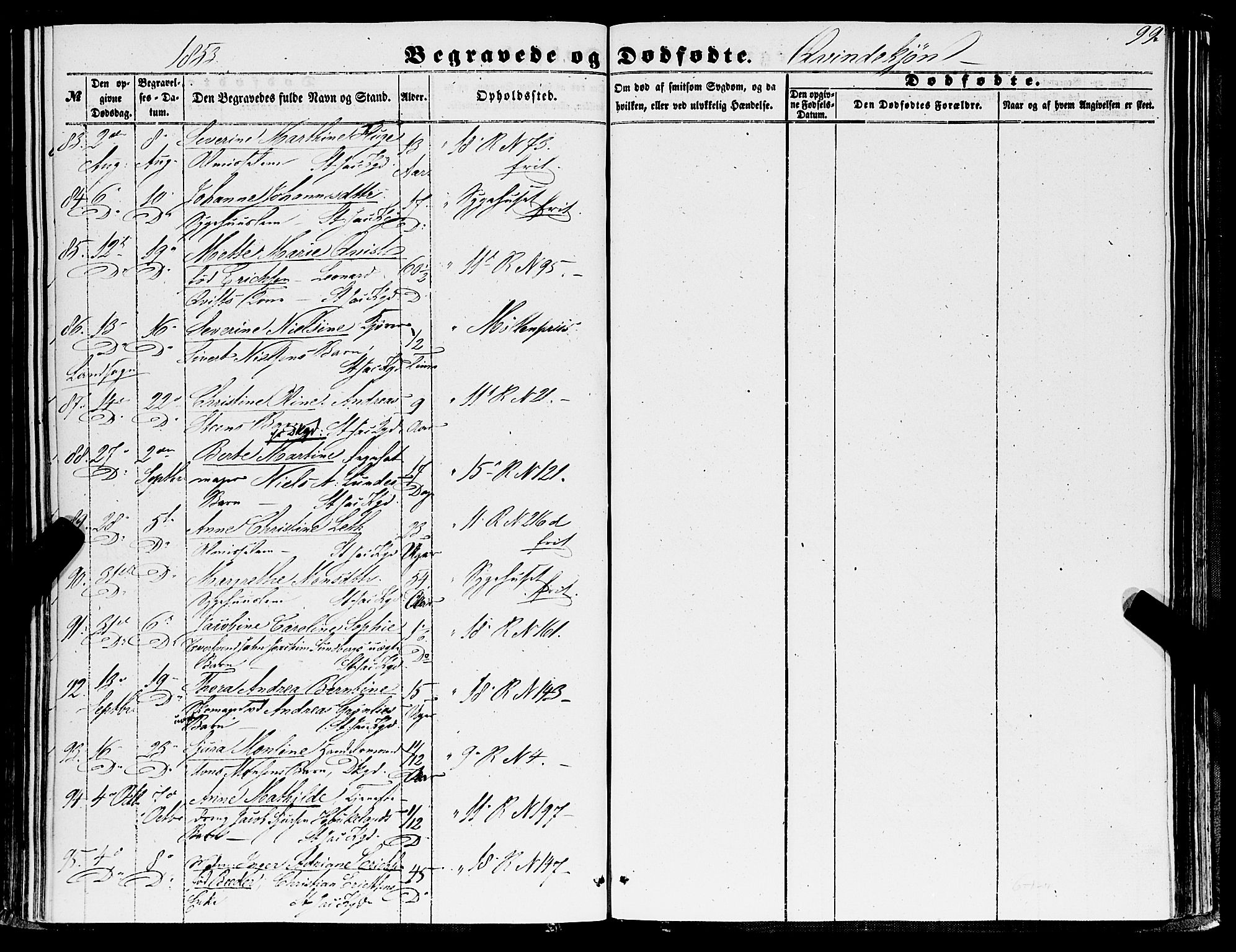 Domkirken sokneprestembete, AV/SAB-A-74801/H/Haa/L0041: Parish register (official) no. E 2, 1853-1863, p. 99