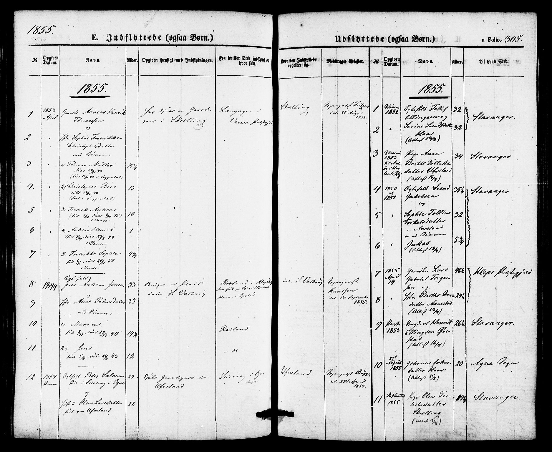 Hå sokneprestkontor, AV/SAST-A-101801/001/30BA/L0009: Parish register (official) no. A 8, 1855-1878, p. 305