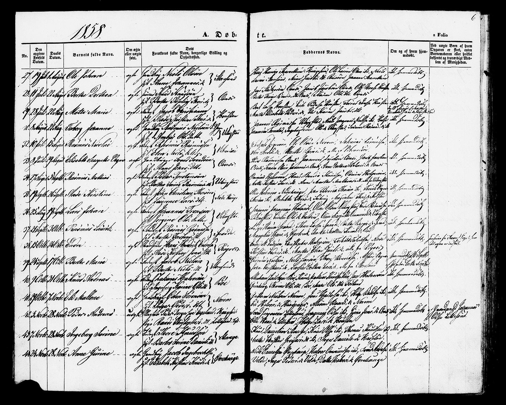 Torvastad sokneprestkontor, AV/SAST-A -101857/H/Ha/Haa/L0010: Parish register (official) no. A 10, 1857-1878, p. 6