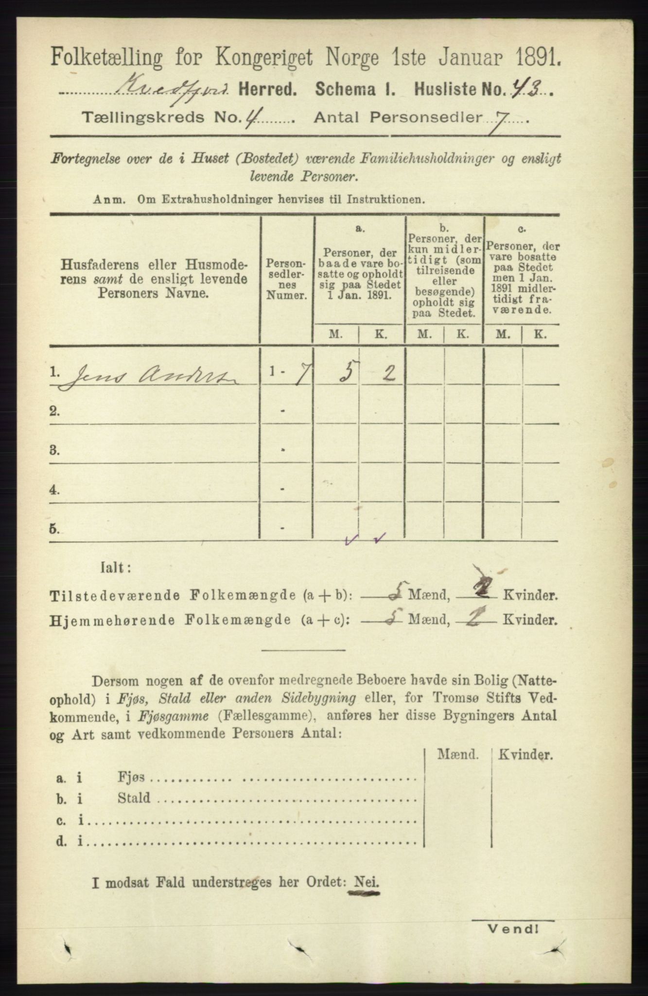 RA, 1891 census for 1911 Kvæfjord, 1891, p. 1792