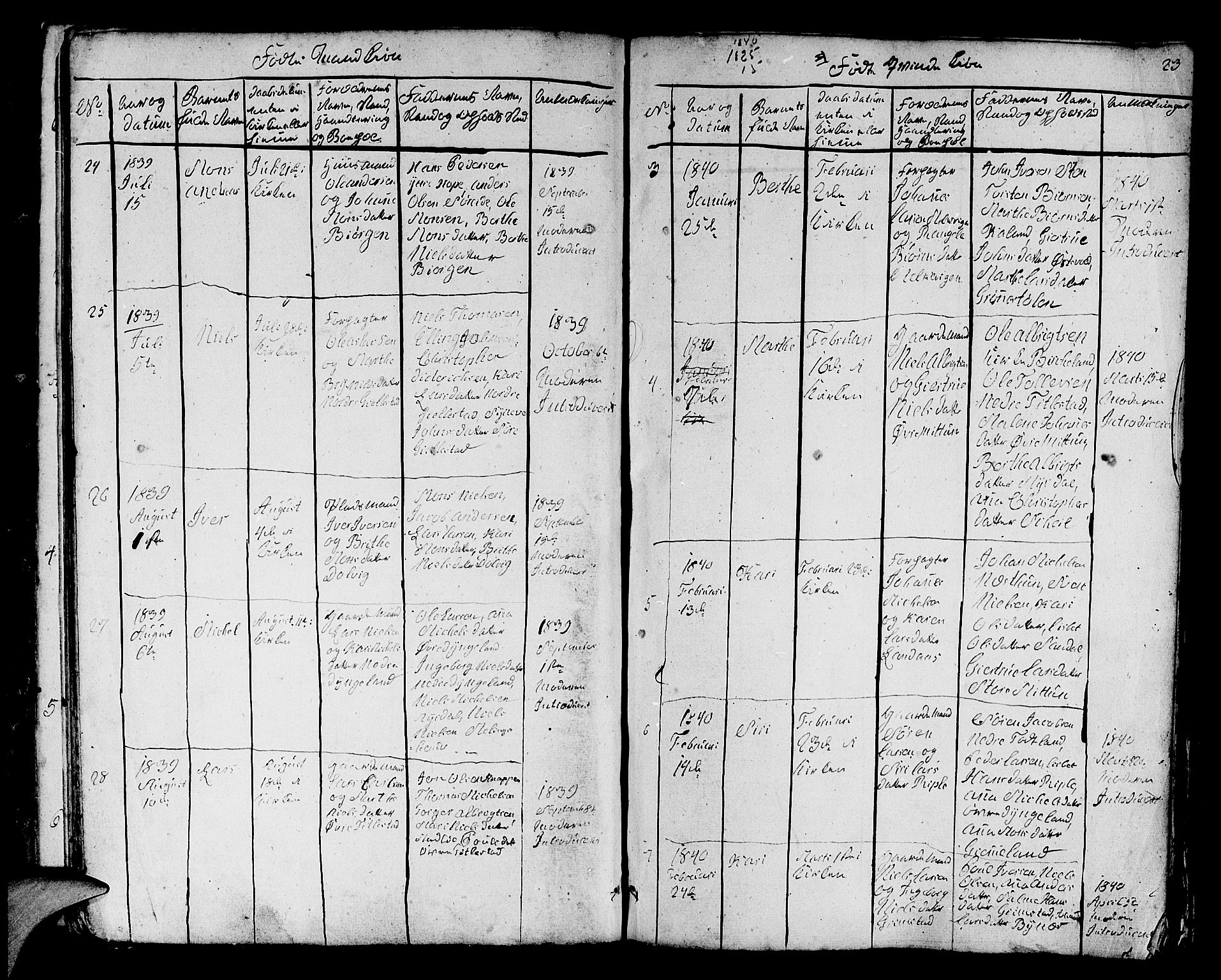 Fana Sokneprestembete, SAB/A-75101/H/Hab/Habb/L0001: Parish register (copy) no. B 1, 1837-1855, p. 23