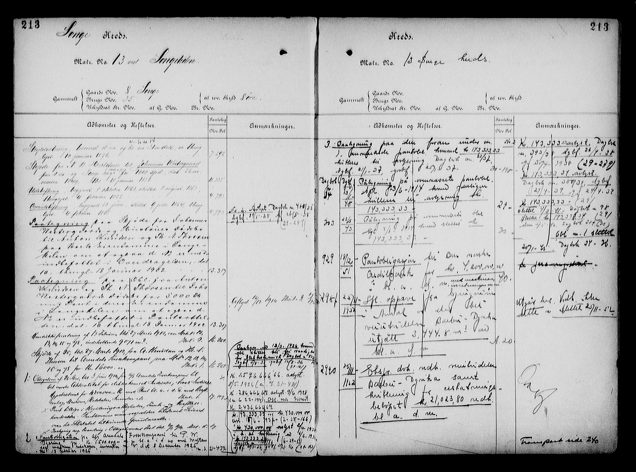 Arendal byfogd, AV/SAK-1222-0001/G/Ga/L0015: Mortgage register no. 13, 1860-1960, p. 213