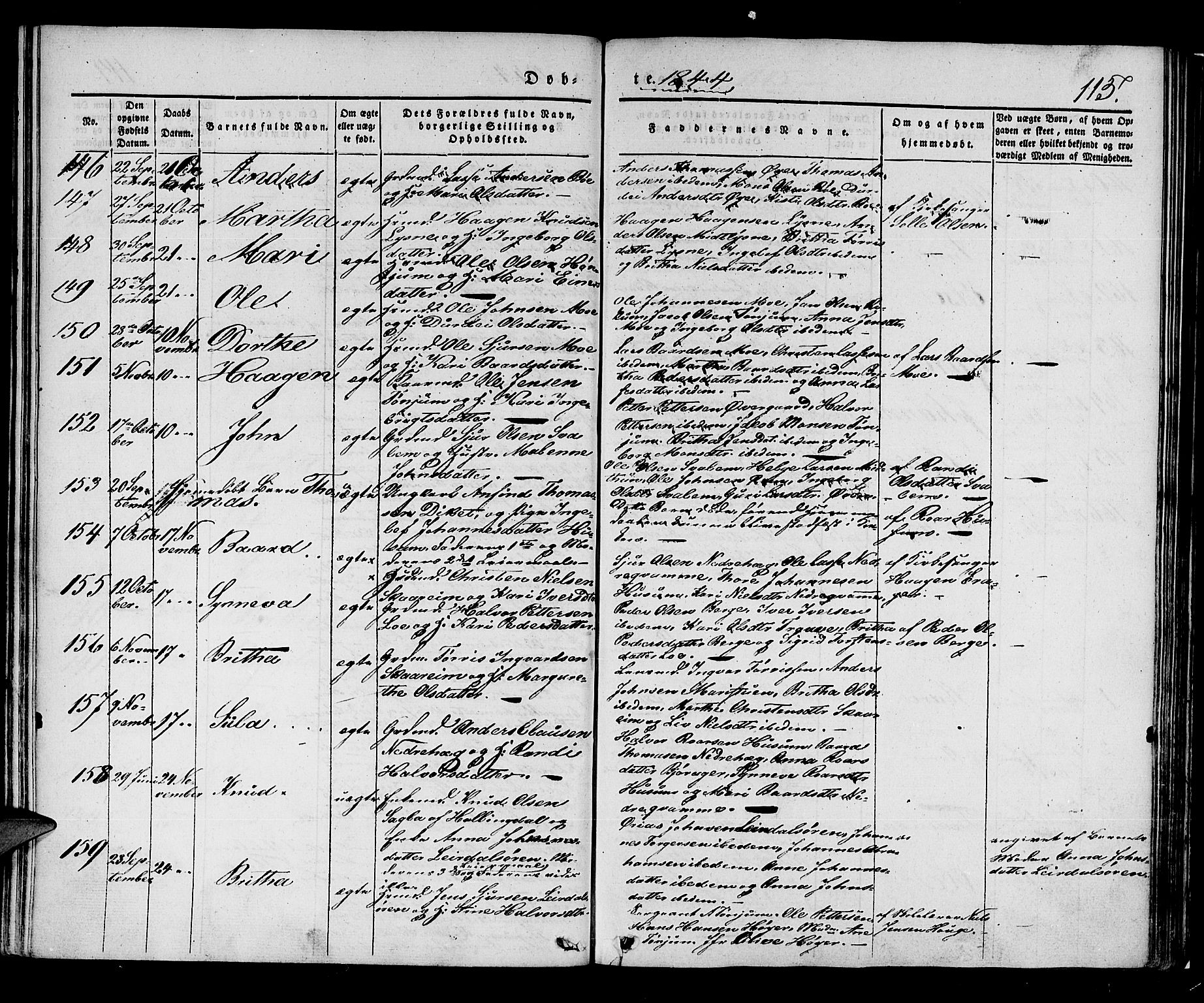 Lærdal sokneprestembete, AV/SAB-A-81201: Parish register (official) no. A 6, 1835-1849, p. 115