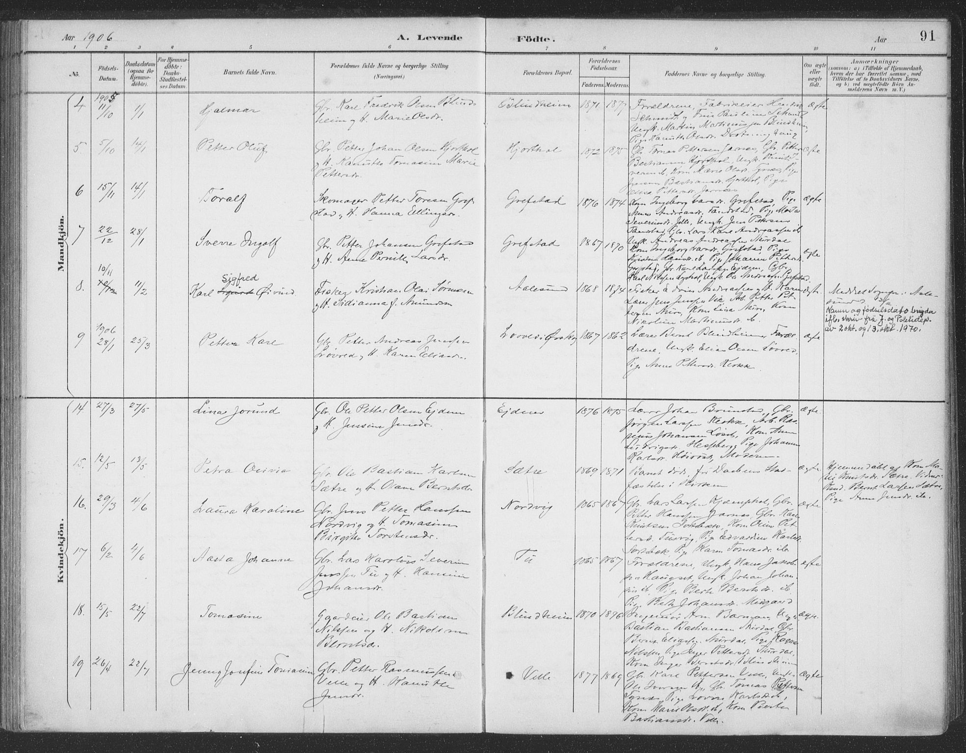 Ministerialprotokoller, klokkerbøker og fødselsregistre - Møre og Romsdal, AV/SAT-A-1454/523/L0335: Parish register (official) no. 523A02, 1891-1911, p. 91