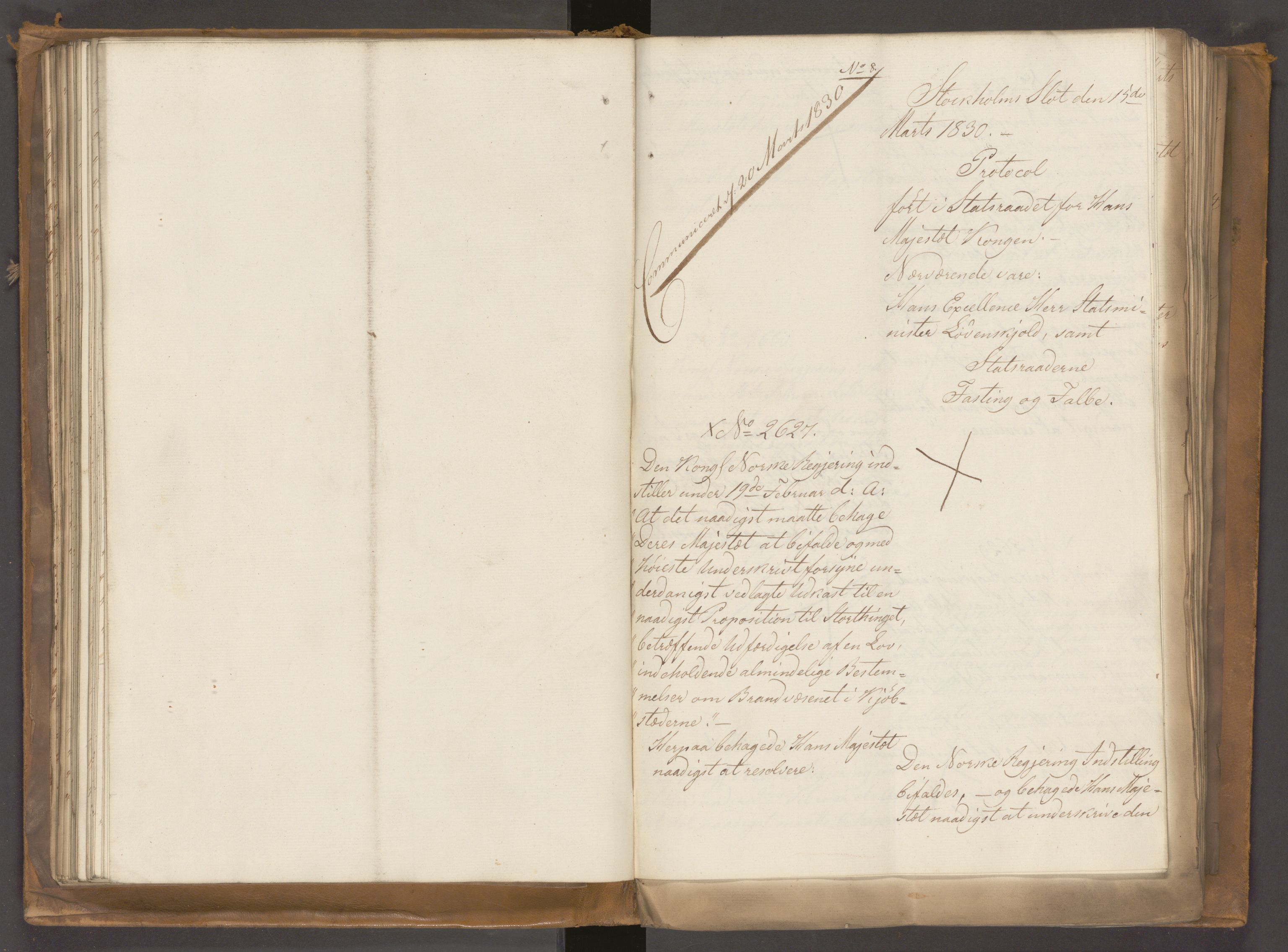 Statsrådssekretariatet, AV/RA-S-1001/A/Ab/L0030: Kgl. res. nr. 2406-2680 og 1-294 , 1. halvår, 1830