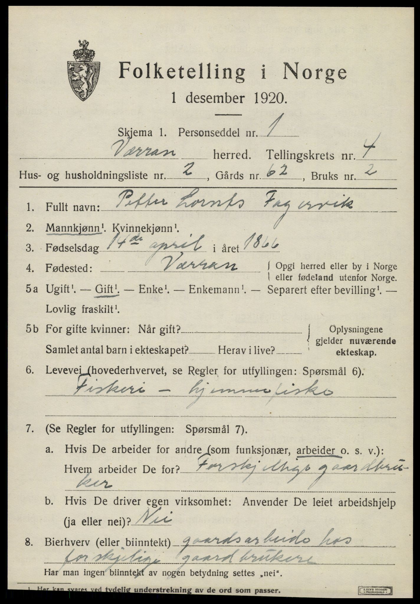 SAT, 1920 census for Verran, 1920, p. 1520