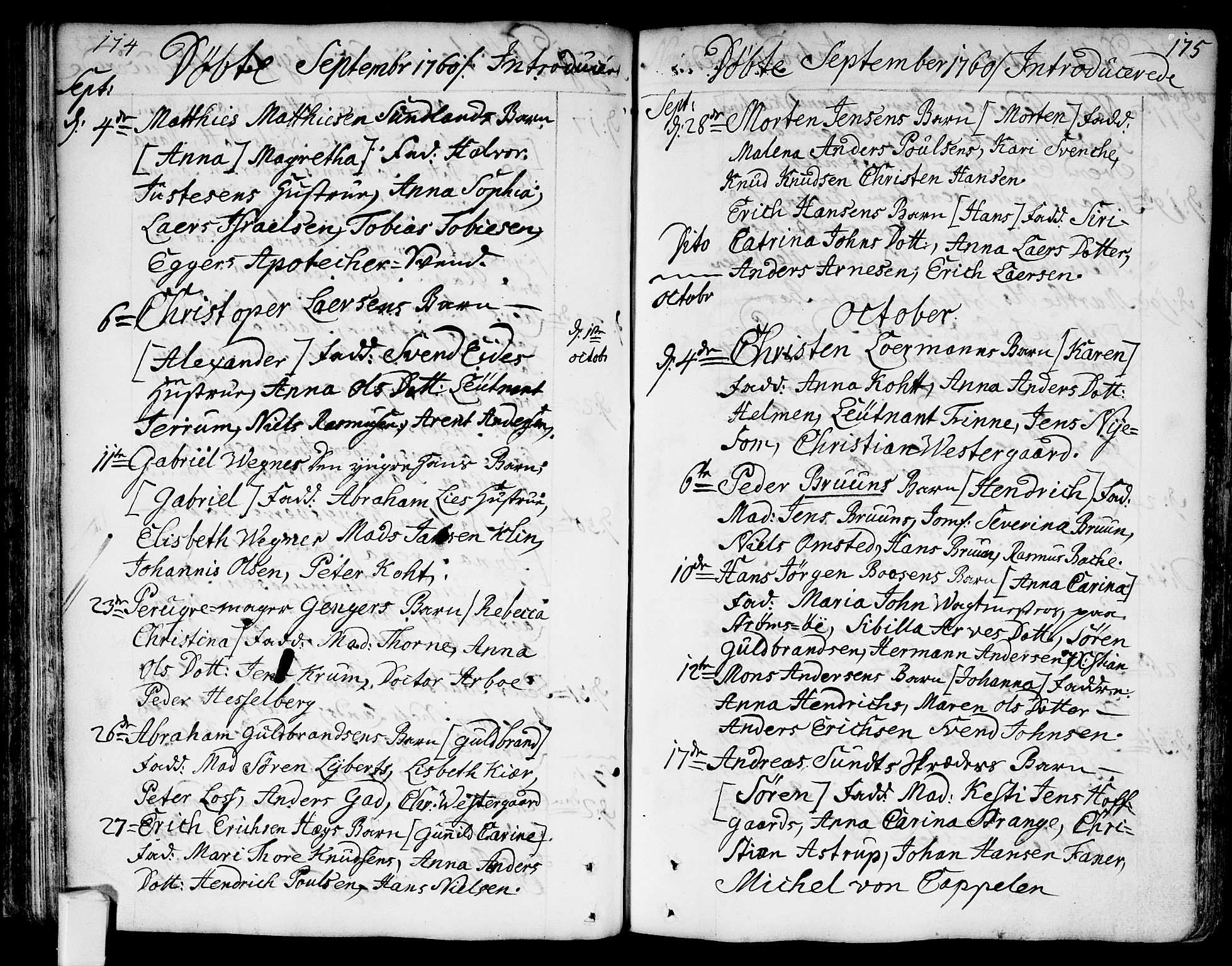 Bragernes kirkebøker, AV/SAKO-A-6/F/Fa/L0005: Parish register (official) no. I 5, 1759-1781, p. 174-175