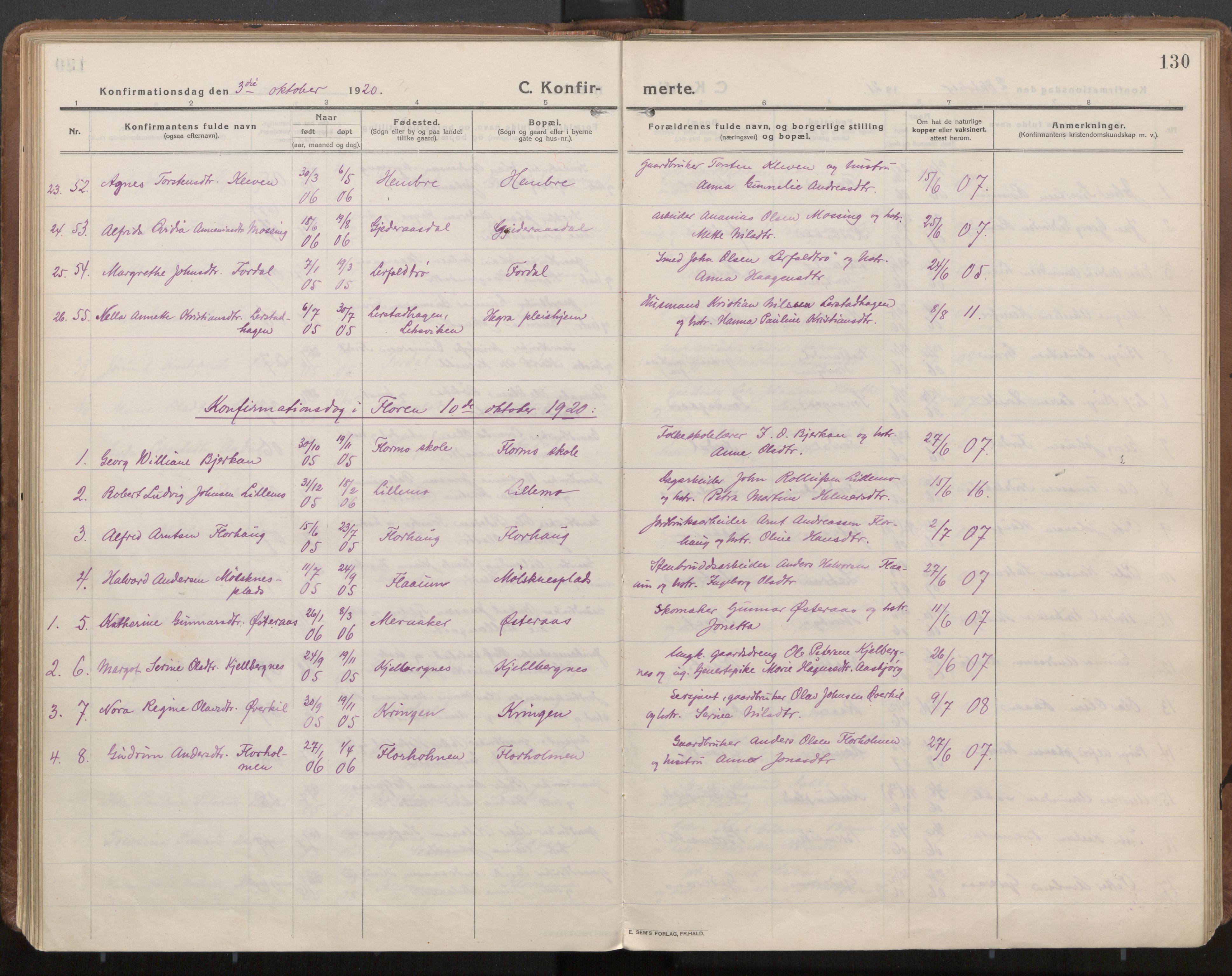 Ministerialprotokoller, klokkerbøker og fødselsregistre - Nord-Trøndelag, AV/SAT-A-1458/703/L0037: Parish register (official) no. 703A10, 1915-1932, p. 130