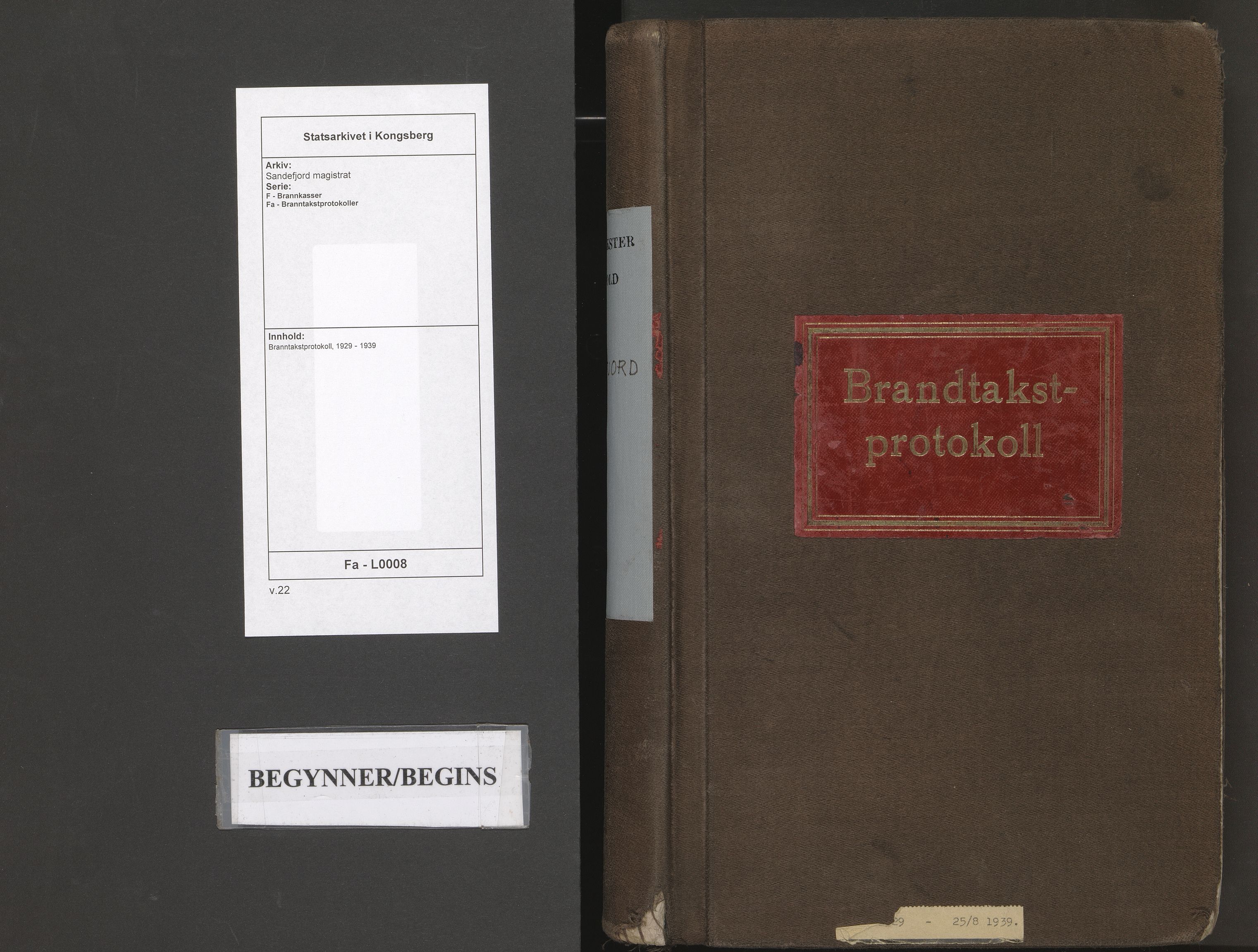 Sandefjord magistrat, SAKO/A-852/F/Fa/L0008: Branntakstprotokoll, 1929-1939