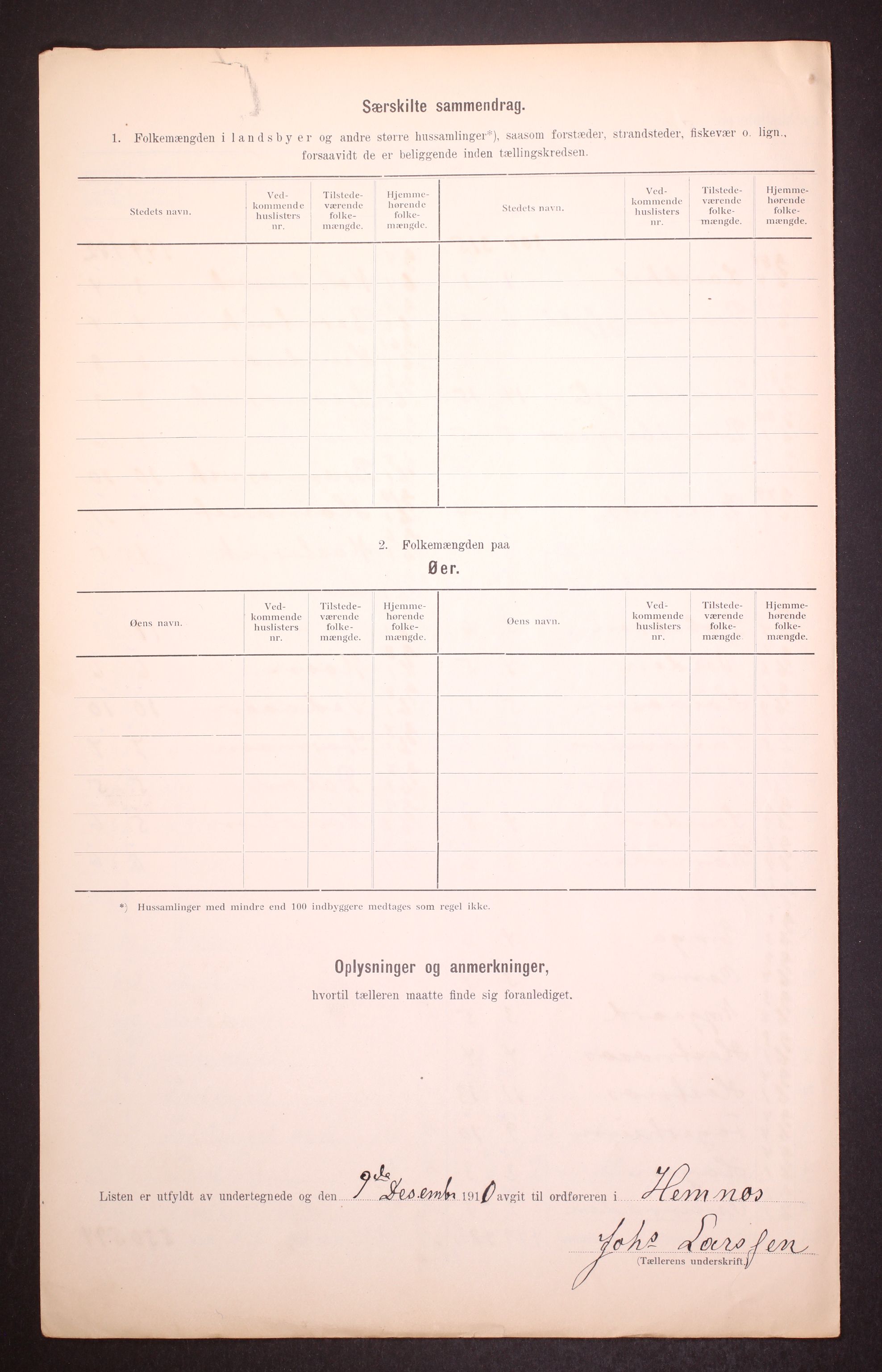 RA, 1910 census for Hemnes, 1910, p. 12