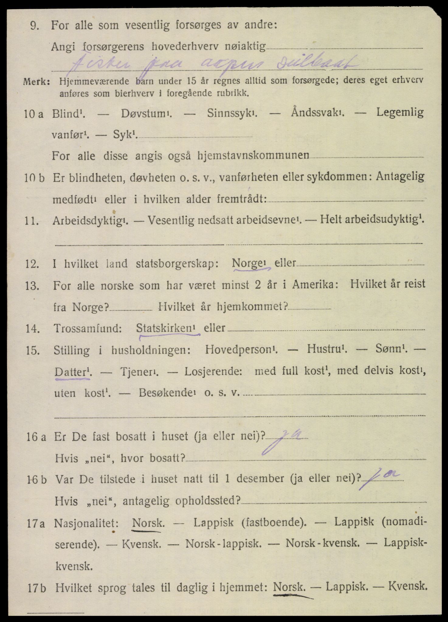 SAT, 1920 census for Vega, 1920, p. 2438