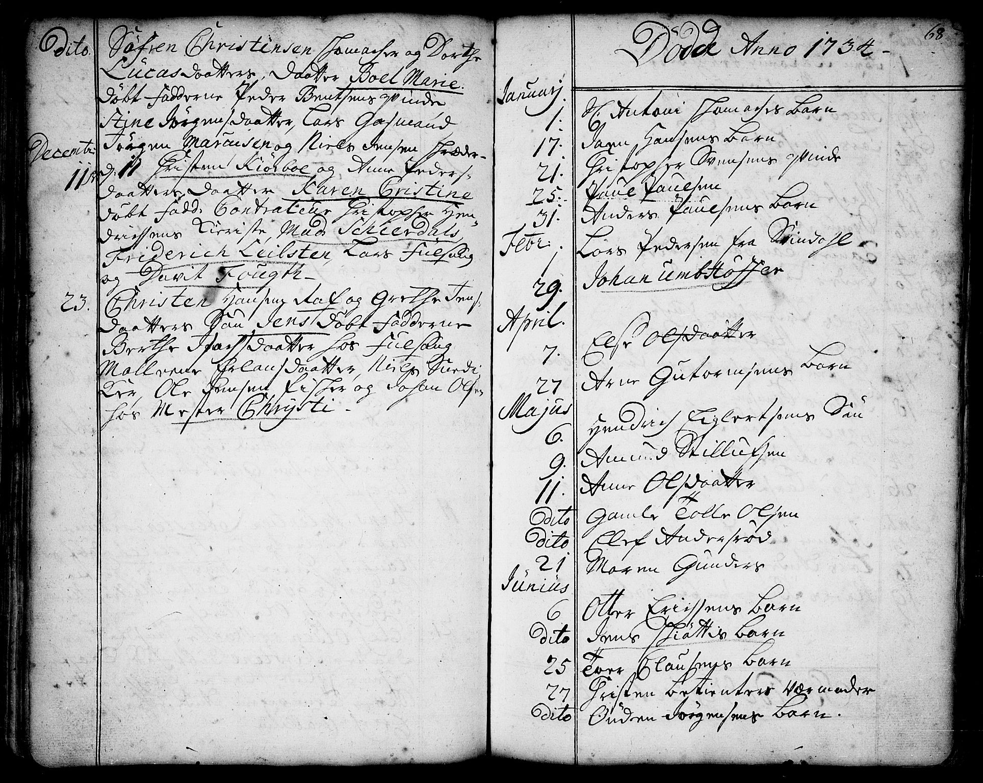 Moss prestekontor Kirkebøker, SAO/A-2003/F/Fa/L0001: Parish register (official) no. I 1, 1725-1752, p. 68