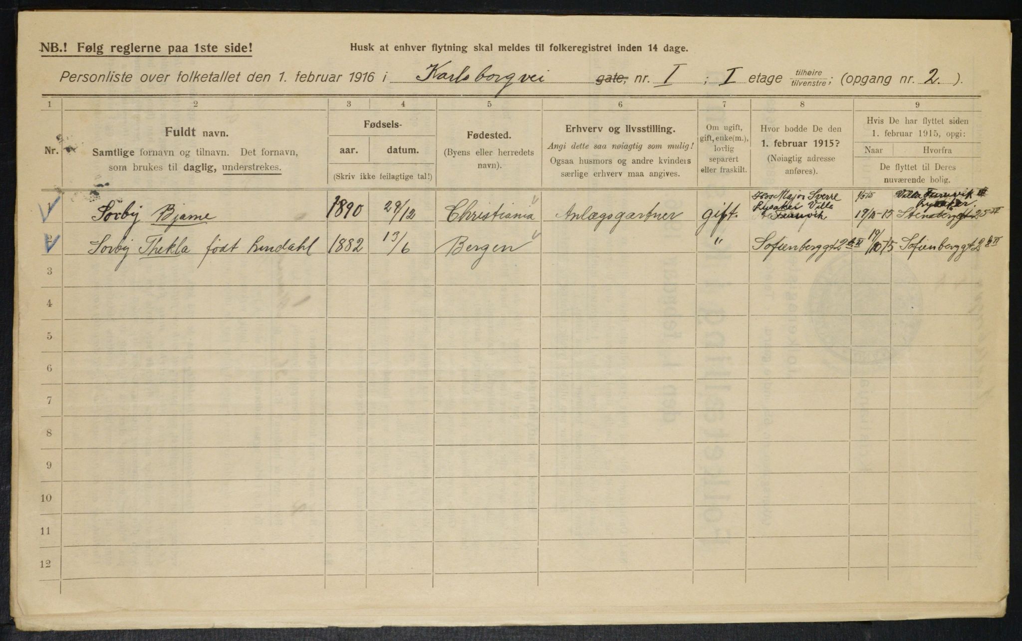 OBA, Municipal Census 1916 for Kristiania, 1916, p. 49967