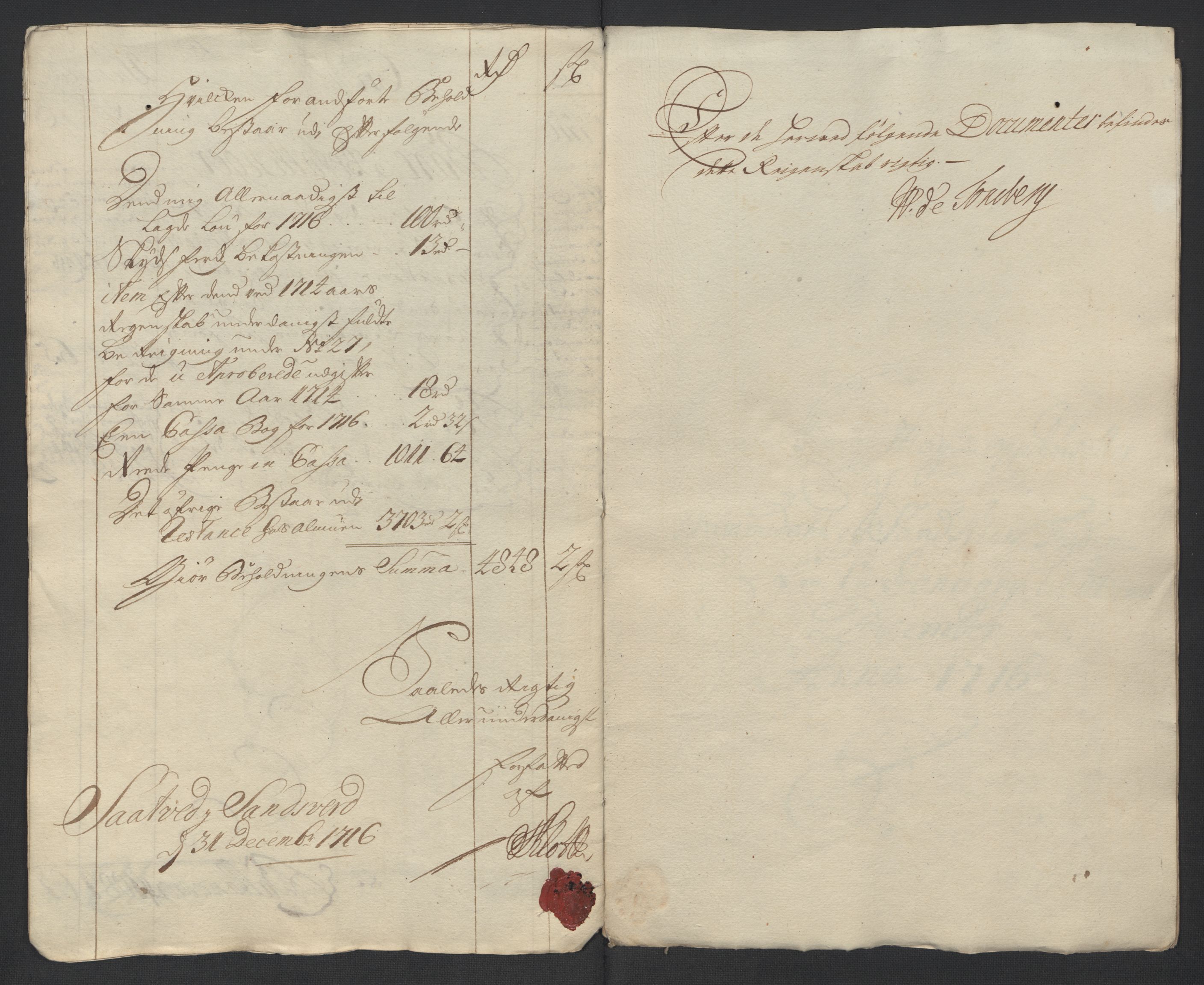 Rentekammeret inntil 1814, Reviderte regnskaper, Fogderegnskap, AV/RA-EA-4092/R24/L1592: Fogderegnskap Numedal og Sandsvær, 1716, p. 10