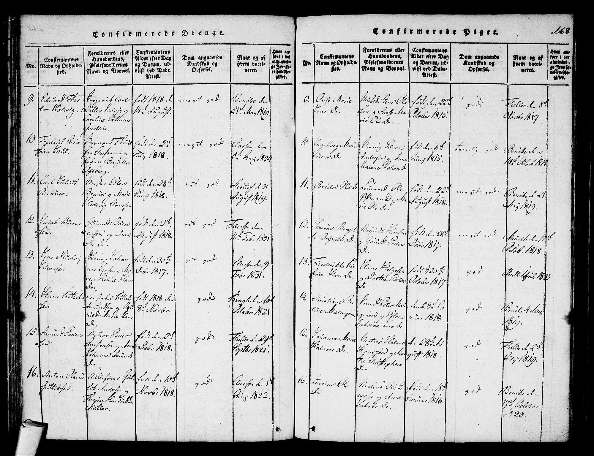 Stavern kirkebøker, SAKO/A-318/F/Fa/L0006: Parish register (official) no. 6, 1816-1839, p. 268