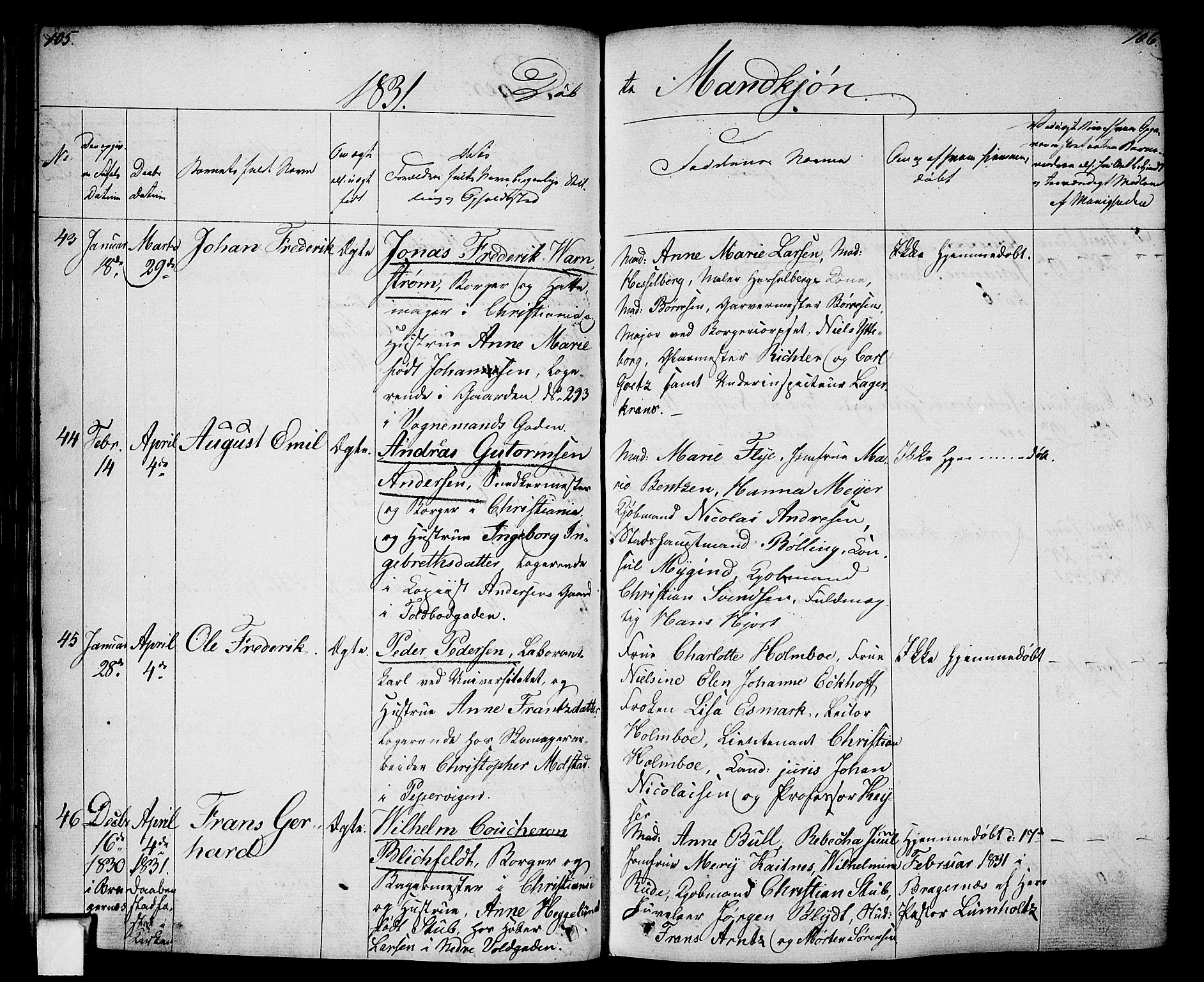 Oslo domkirke Kirkebøker, SAO/A-10752/F/Fa/L0011: Parish register (official) no. 11, 1830-1836, p. 105-106