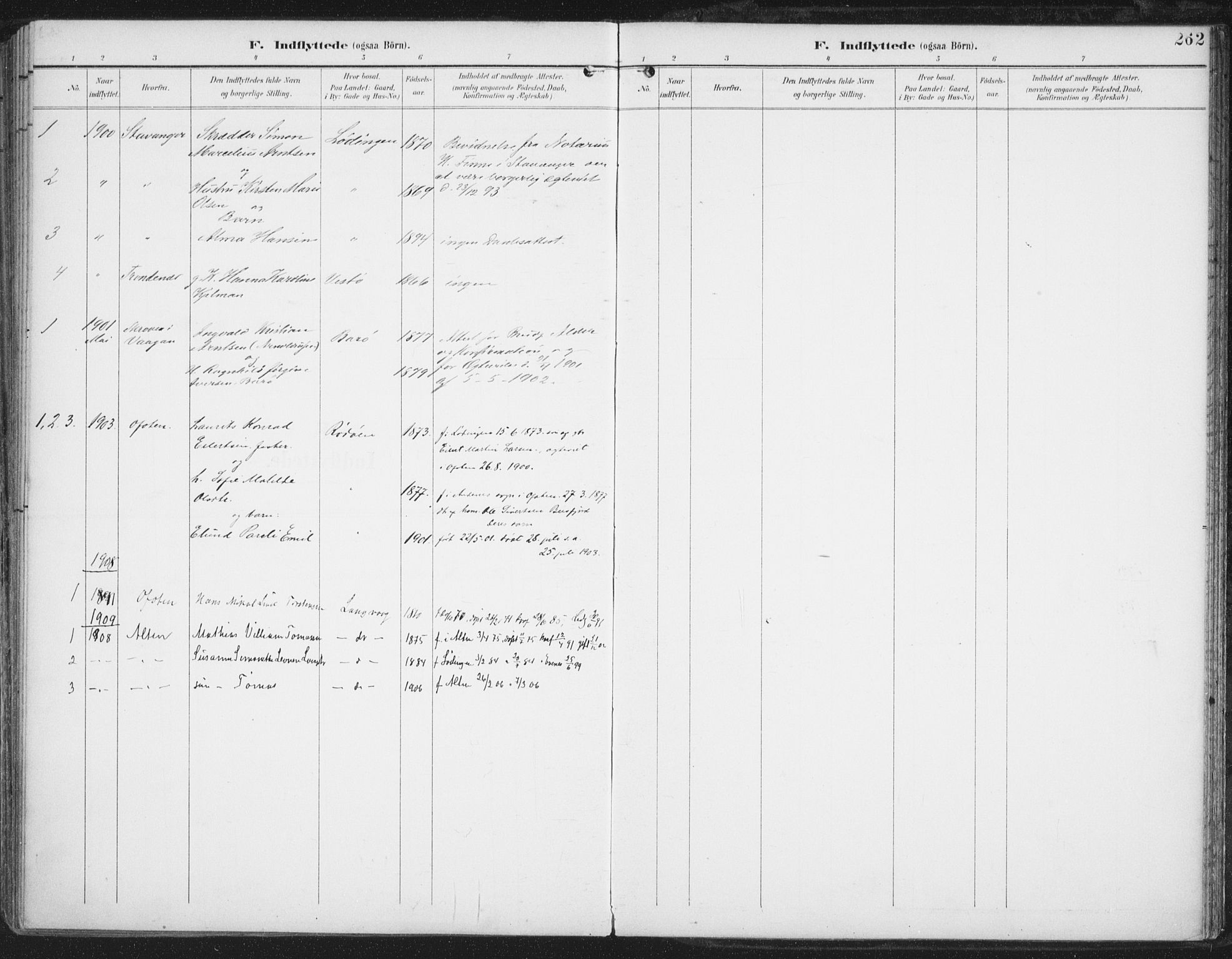 Ministerialprotokoller, klokkerbøker og fødselsregistre - Nordland, SAT/A-1459/872/L1036: Parish register (official) no. 872A11, 1897-1913, p. 262