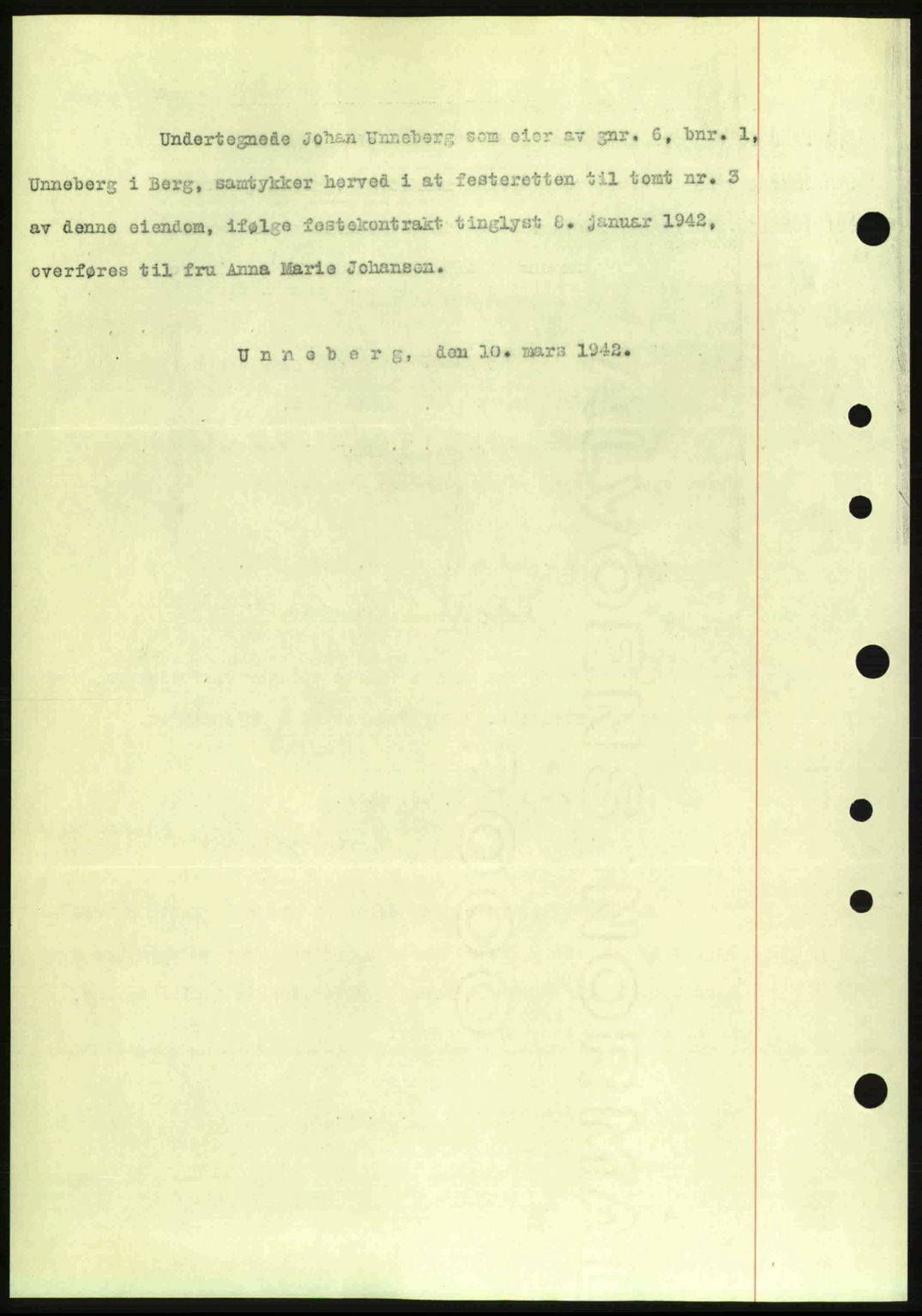 Idd og Marker sorenskriveri, AV/SAO-A-10283/G/Gb/Gbb/L0005: Mortgage book no. A5, 1941-1943, Diary no: : 403/1942