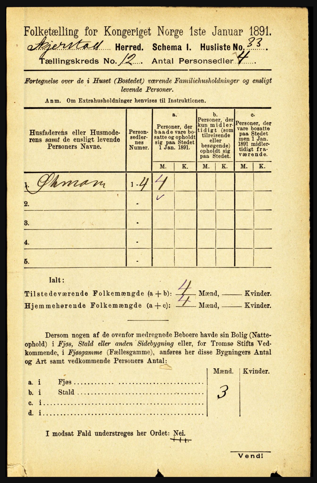 RA, 1891 census for 1842 Skjerstad, 1891, p. 4001