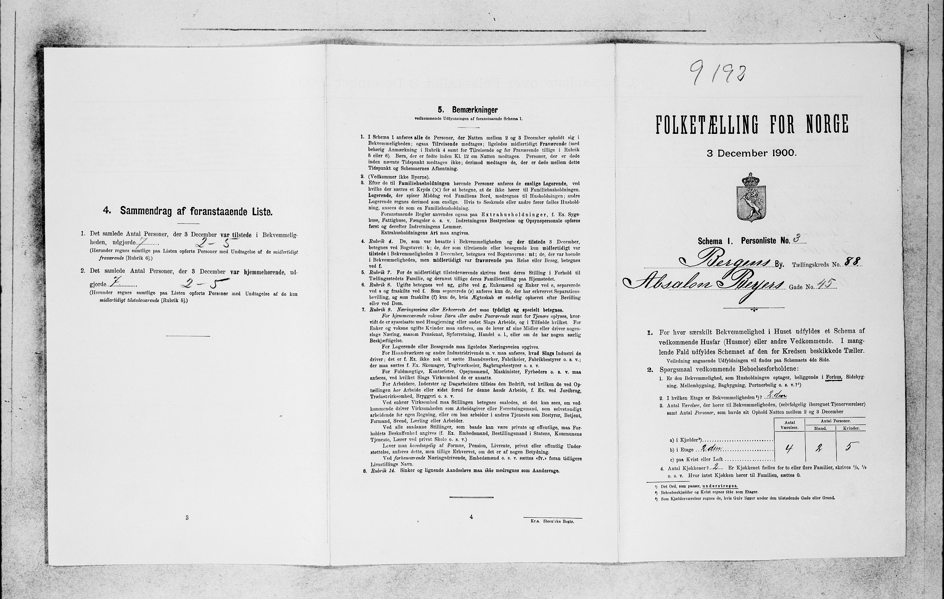 SAB, 1900 census for Bergen, 1900, p. 18948