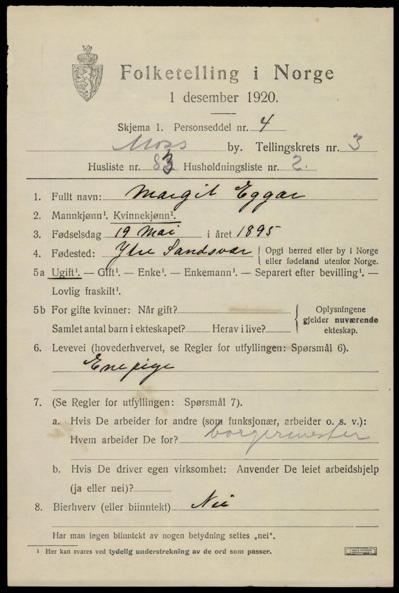 SAO, 1920 census for Moss, 1920, p. 13363