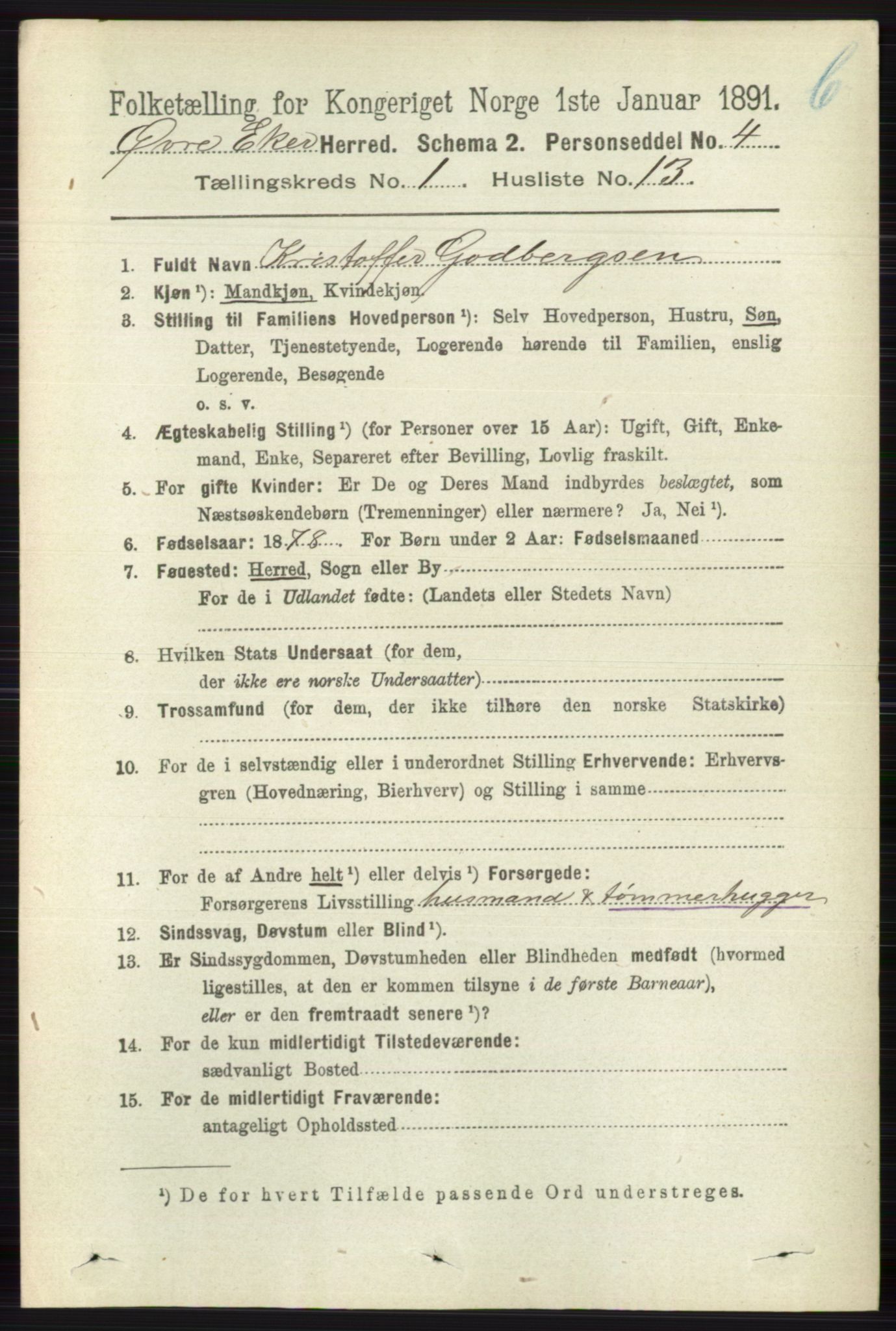 RA, 1891 census for 0624 Øvre Eiker, 1891, p. 7892