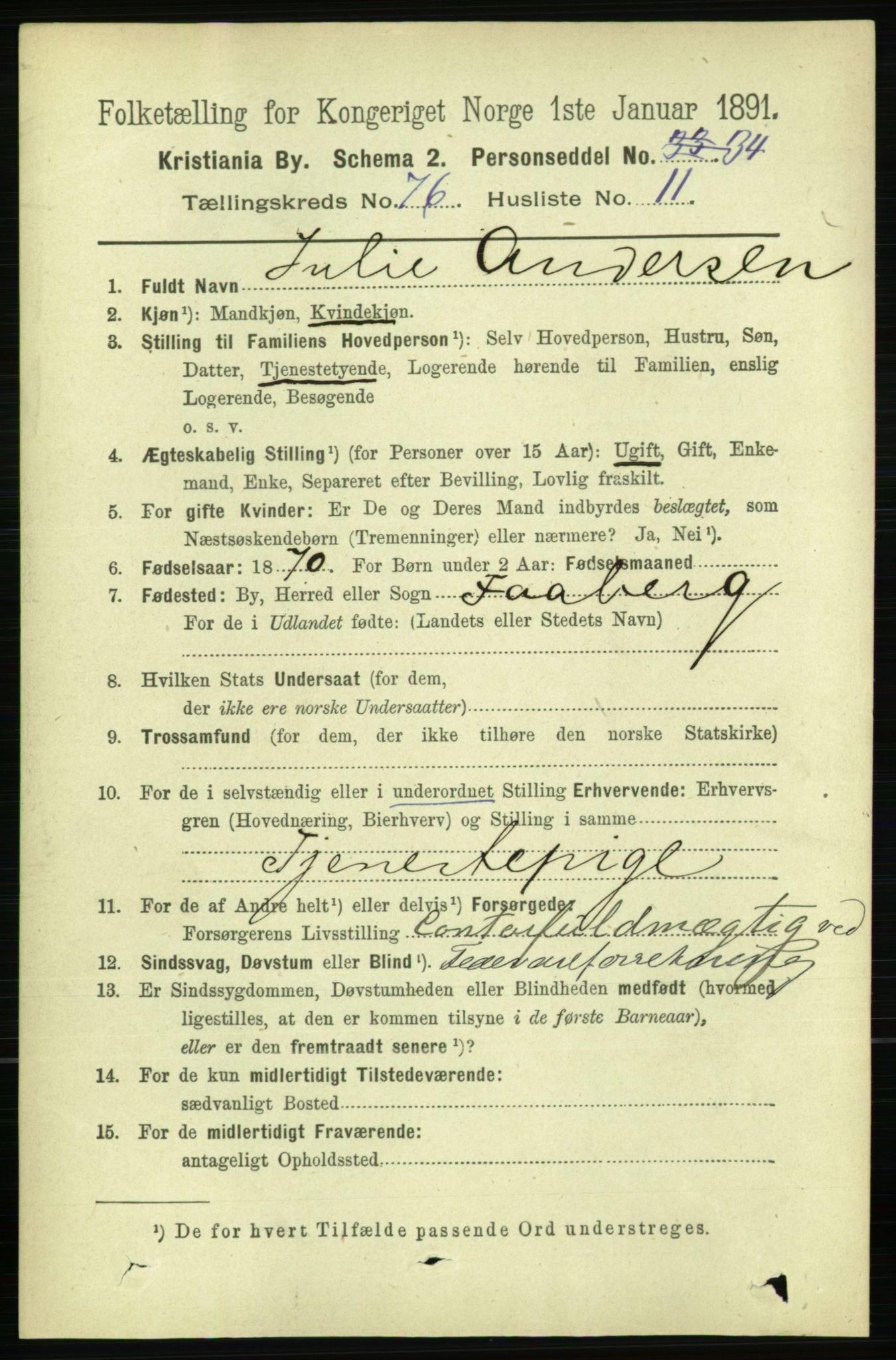 RA, 1891 census for 0301 Kristiania, 1891, p. 40534