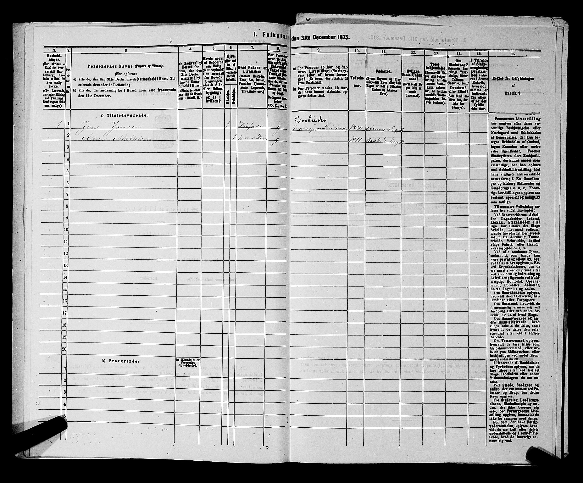 RA, 1875 census for 0116P Berg, 1875, p. 1180