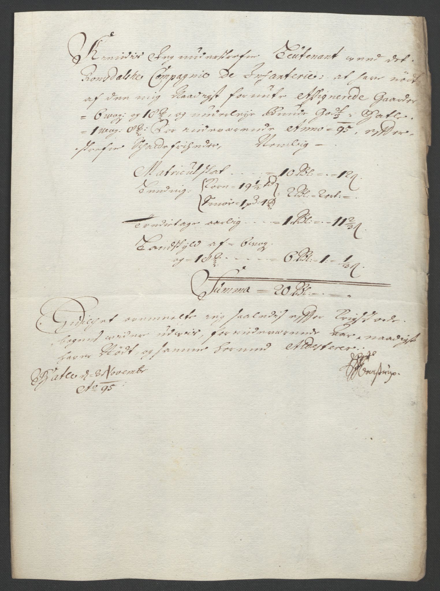 Rentekammeret inntil 1814, Reviderte regnskaper, Fogderegnskap, RA/EA-4092/R55/L3652: Fogderegnskap Romsdal, 1695-1696, p. 137
