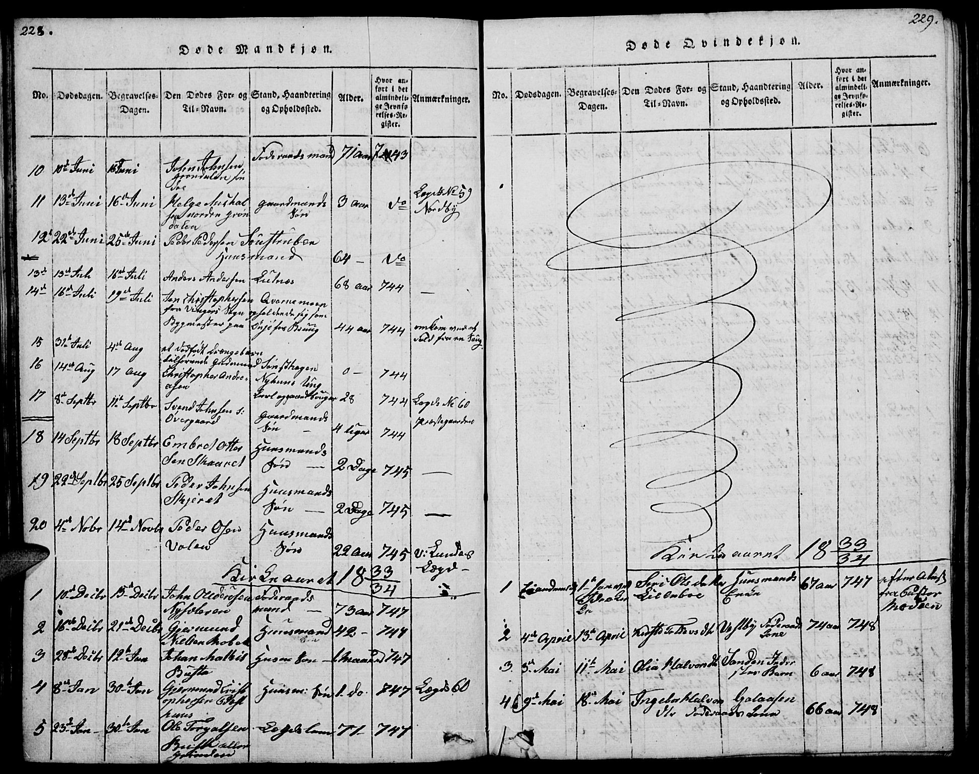 Trysil prestekontor, AV/SAH-PREST-046/H/Ha/Hab/L0004: Parish register (copy) no. 4, 1814-1841, p. 228-229