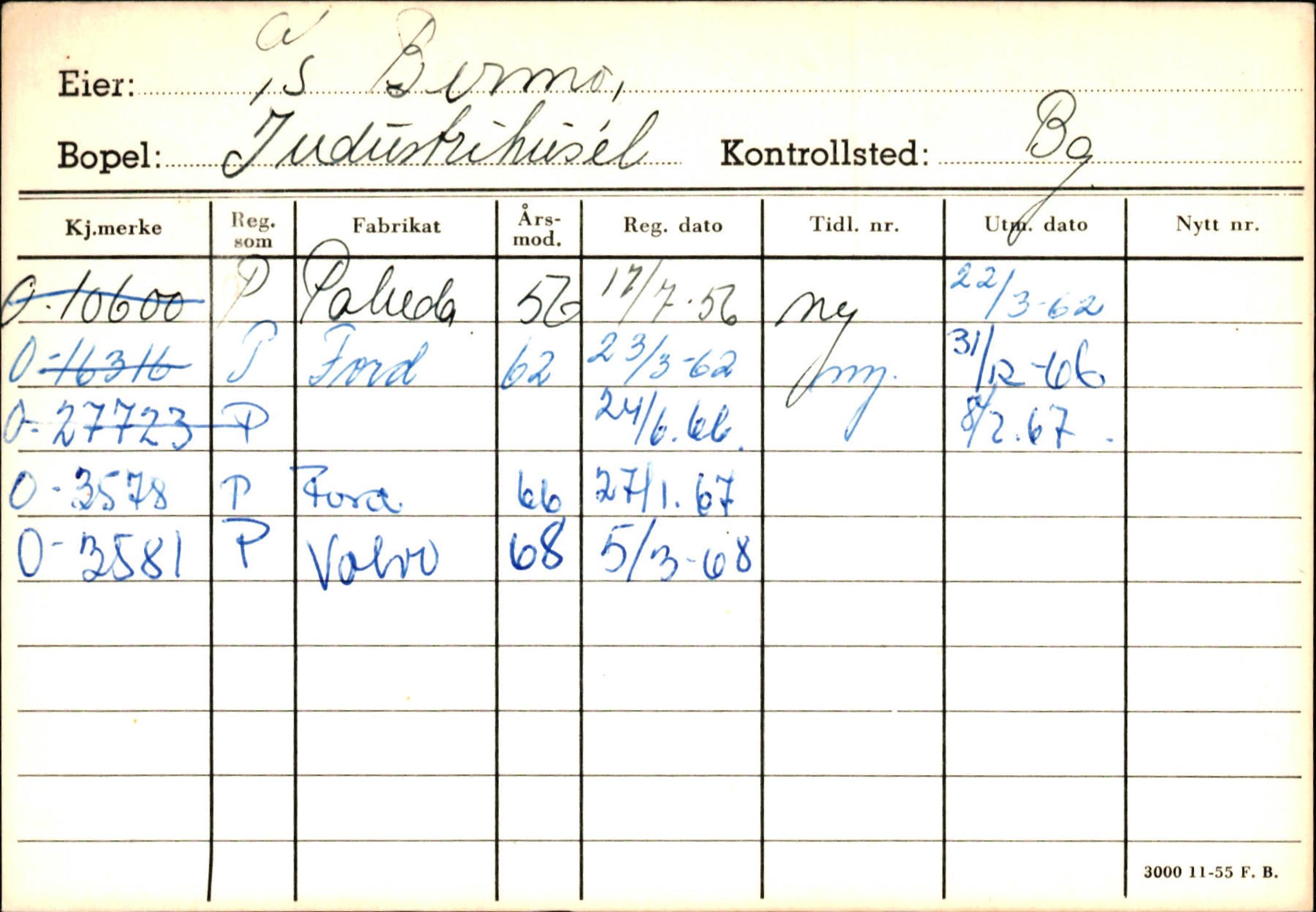 Statens vegvesen, Hordaland vegkontor, AV/SAB-A-5201/2/Hb/L0004: O-eierkort B, 1920-1971, p. 3