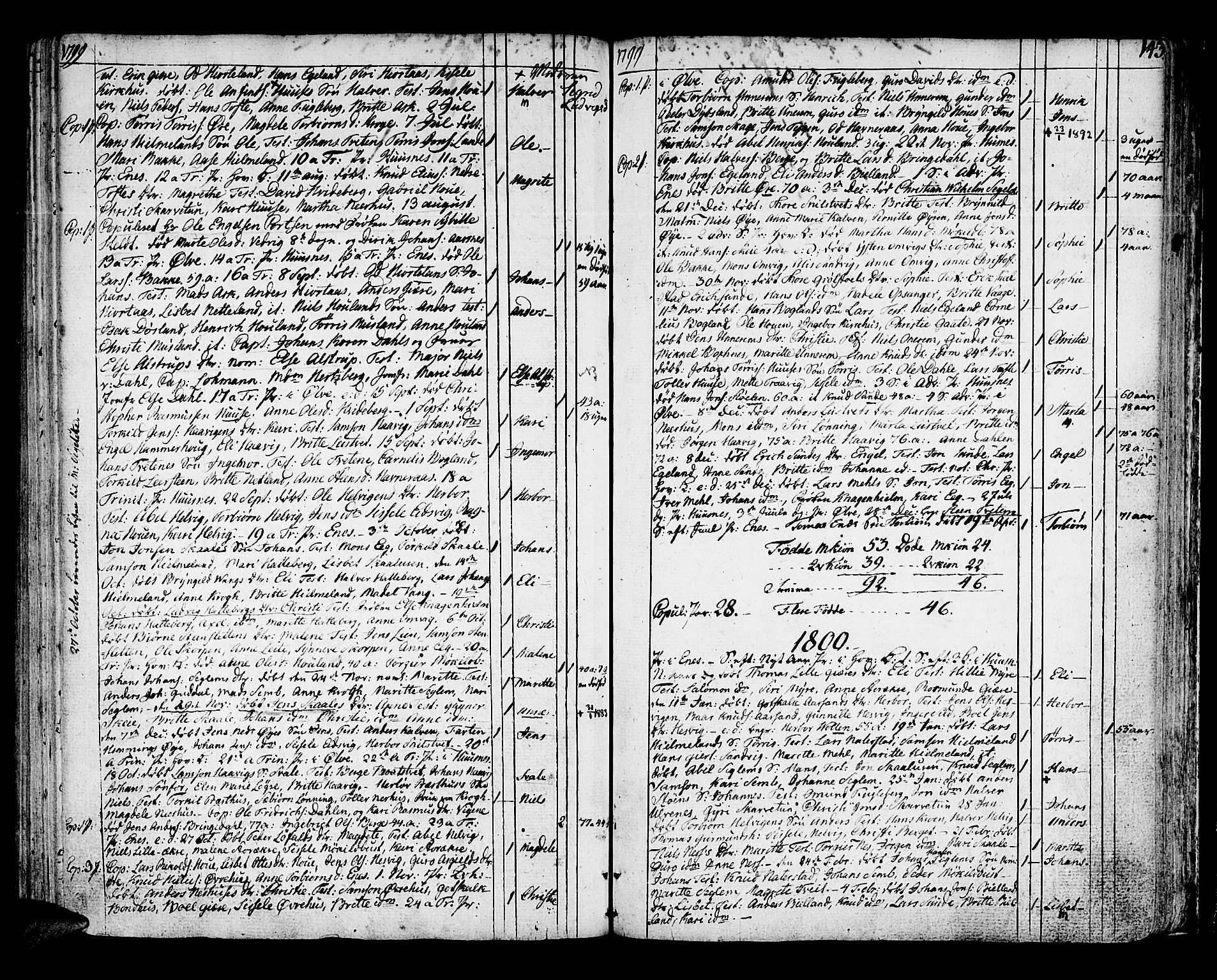 Kvinnherad sokneprestembete, SAB/A-76401/H/Haa: Parish register (official) no. A 4, 1778-1811, p. 143