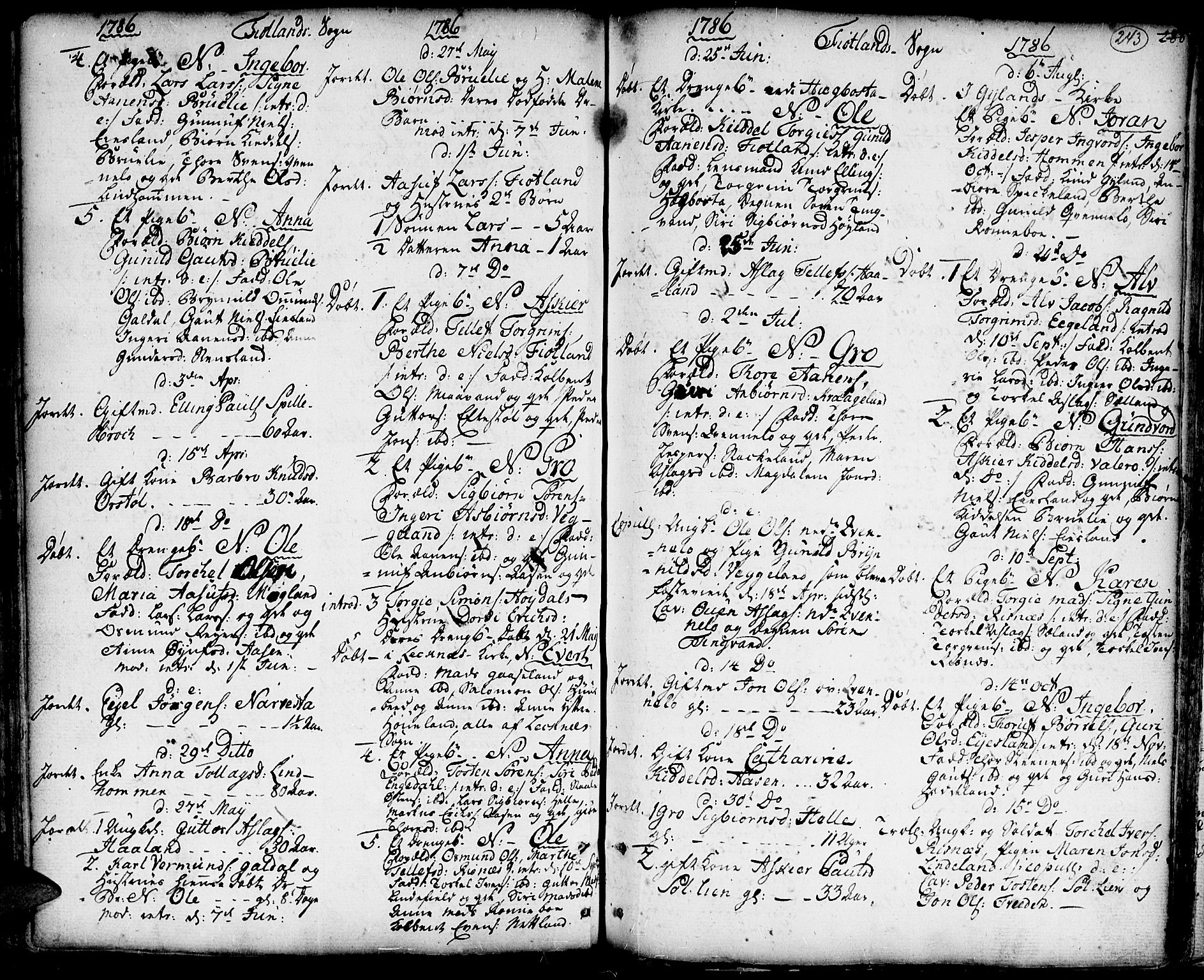 Hægebostad sokneprestkontor, AV/SAK-1111-0024/F/Fa/Faa/L0001: Parish register (official) no. A 1 /3, 1760-1826, p. 243