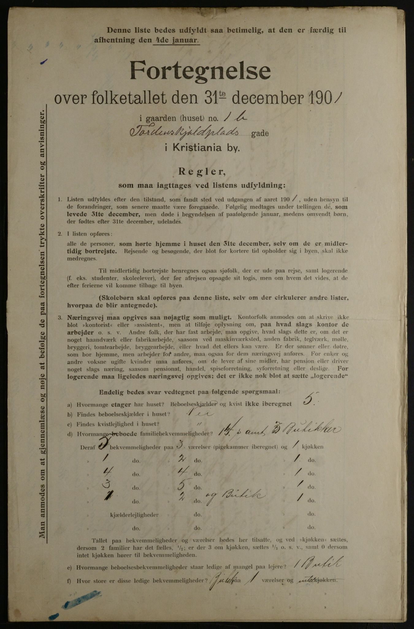 OBA, Municipal Census 1901 for Kristiania, 1901, p. 17490