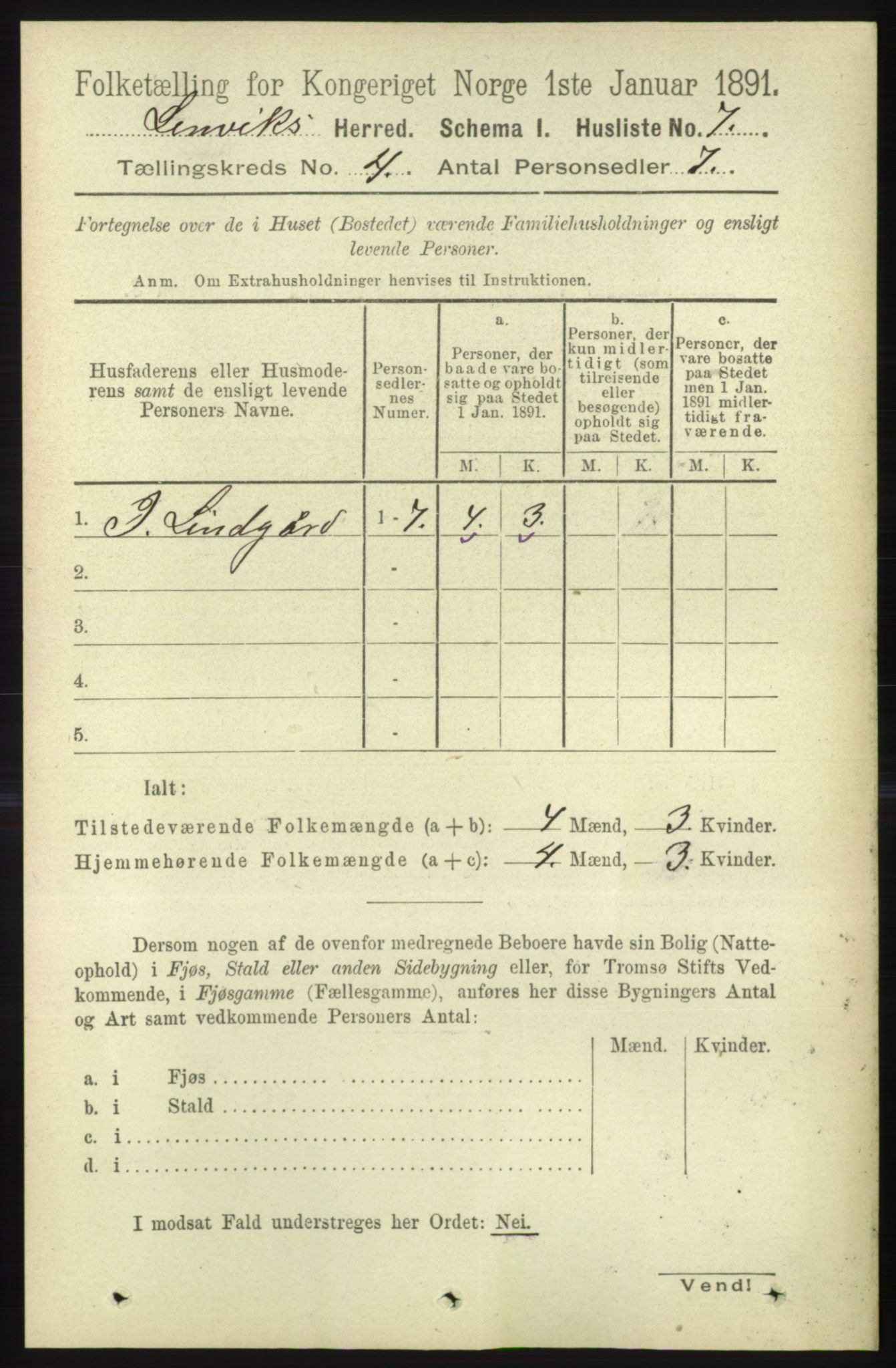 RA, 1891 census for 1931 Lenvik, 1891, p. 1835