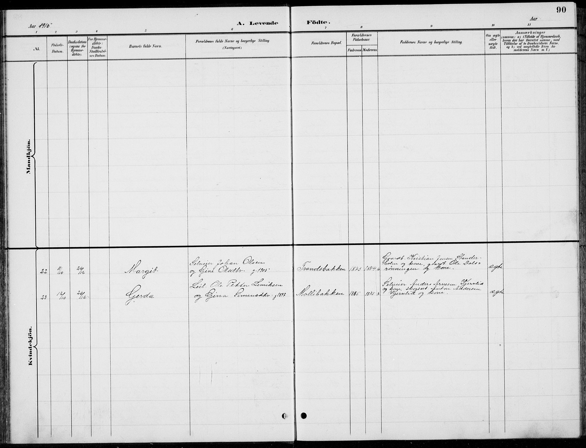 Romedal prestekontor, AV/SAH-PREST-004/L/L0013: Parish register (copy) no. 13, 1896-1937, p. 90