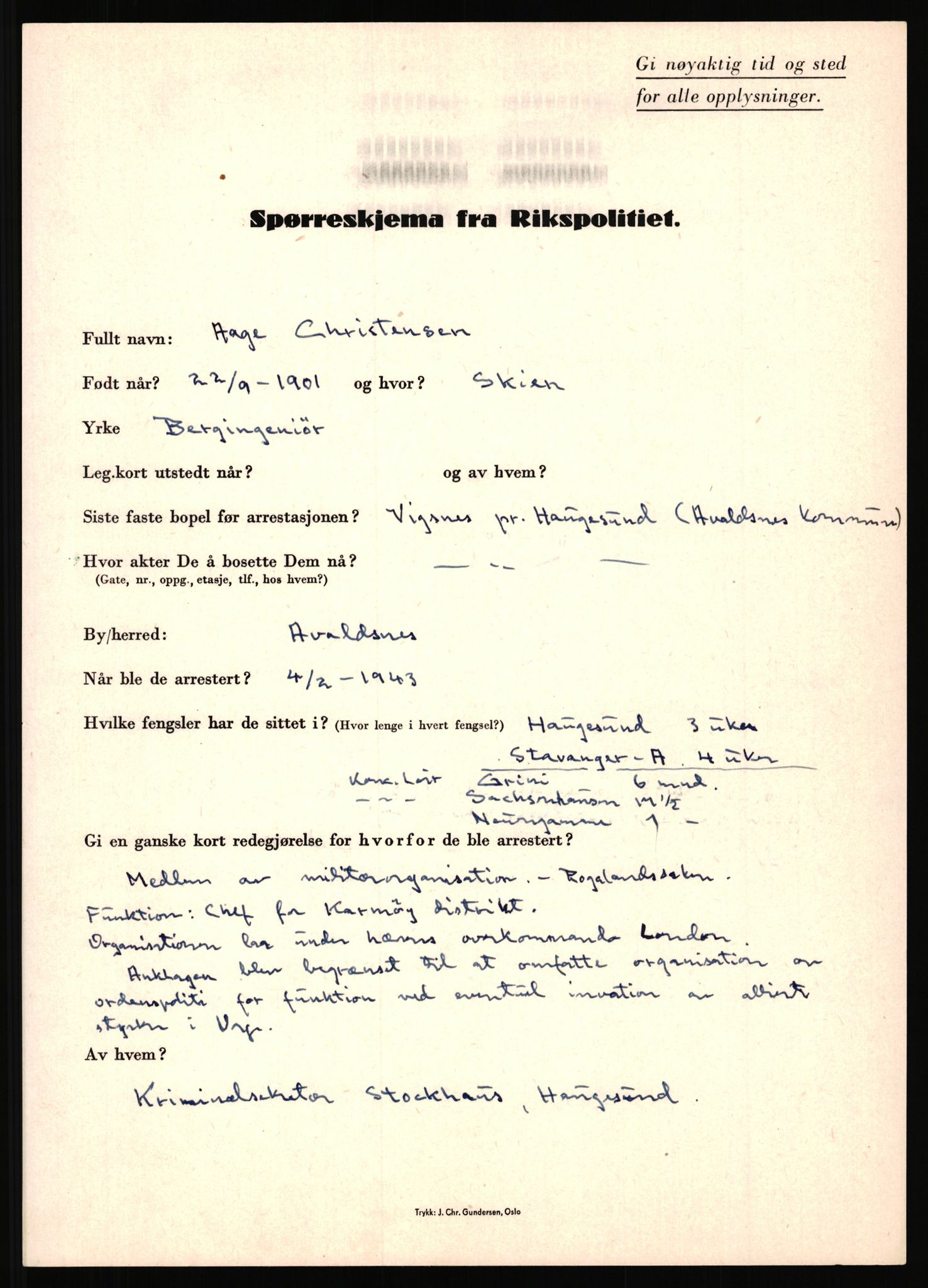 Rikspolitisjefen, AV/RA-S-1560/L/L0009: Karlsen, Aksel Emanuel - Kristiansen, Øivind Vetre, 1940-1945, p. 967