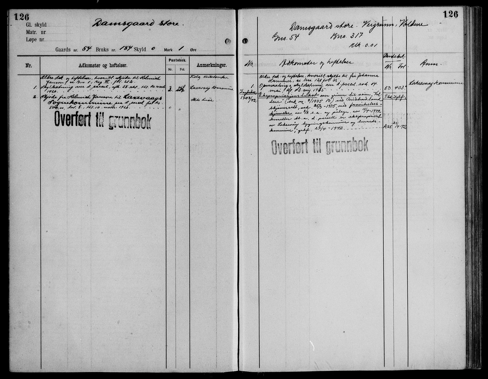 Midhordland sorenskriveri, AV/SAB-A-3001/1/G/Ga/Gab/L0115: Mortgage register no. II.A.b.115, p. 126