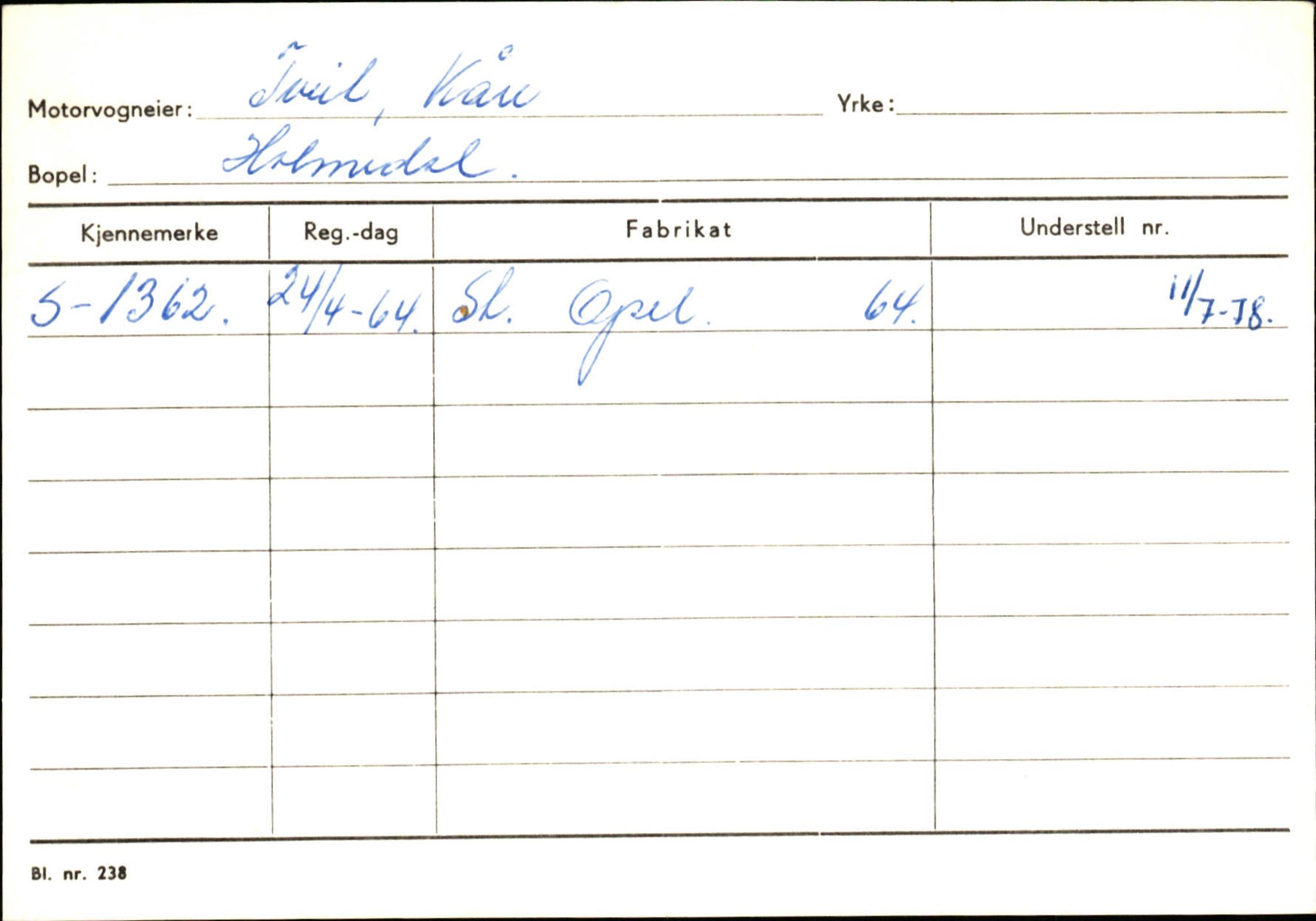 Statens vegvesen, Sogn og Fjordane vegkontor, AV/SAB-A-5301/4/F/L0126: Eigarregister Fjaler M-Å. Leikanger A-Å, 1945-1975, p. 497