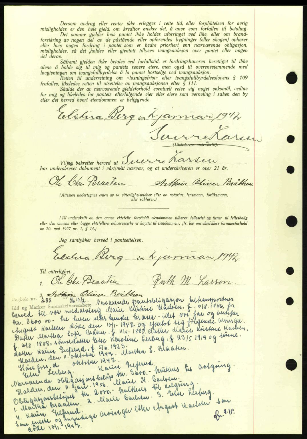 Idd og Marker sorenskriveri, AV/SAO-A-10283/G/Gb/Gbc/L0002: Mortgage book no. B4-9a, 1939-1945, Diary no: : 4/1942