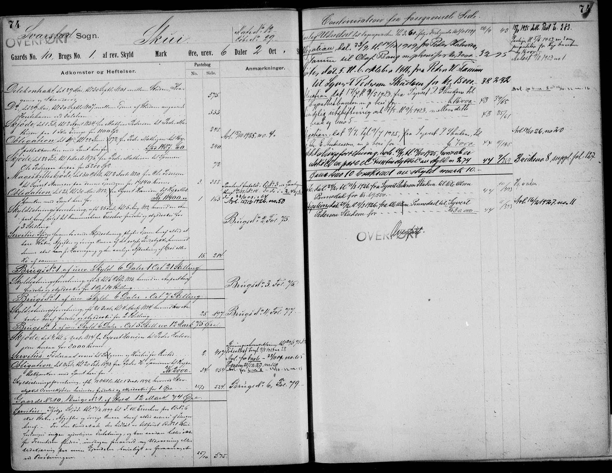 Larvik sorenskriveri, AV/SAKO-A-83/G/Gb/Gbh/L0001: Mortgage register no. VII 1, p. 74