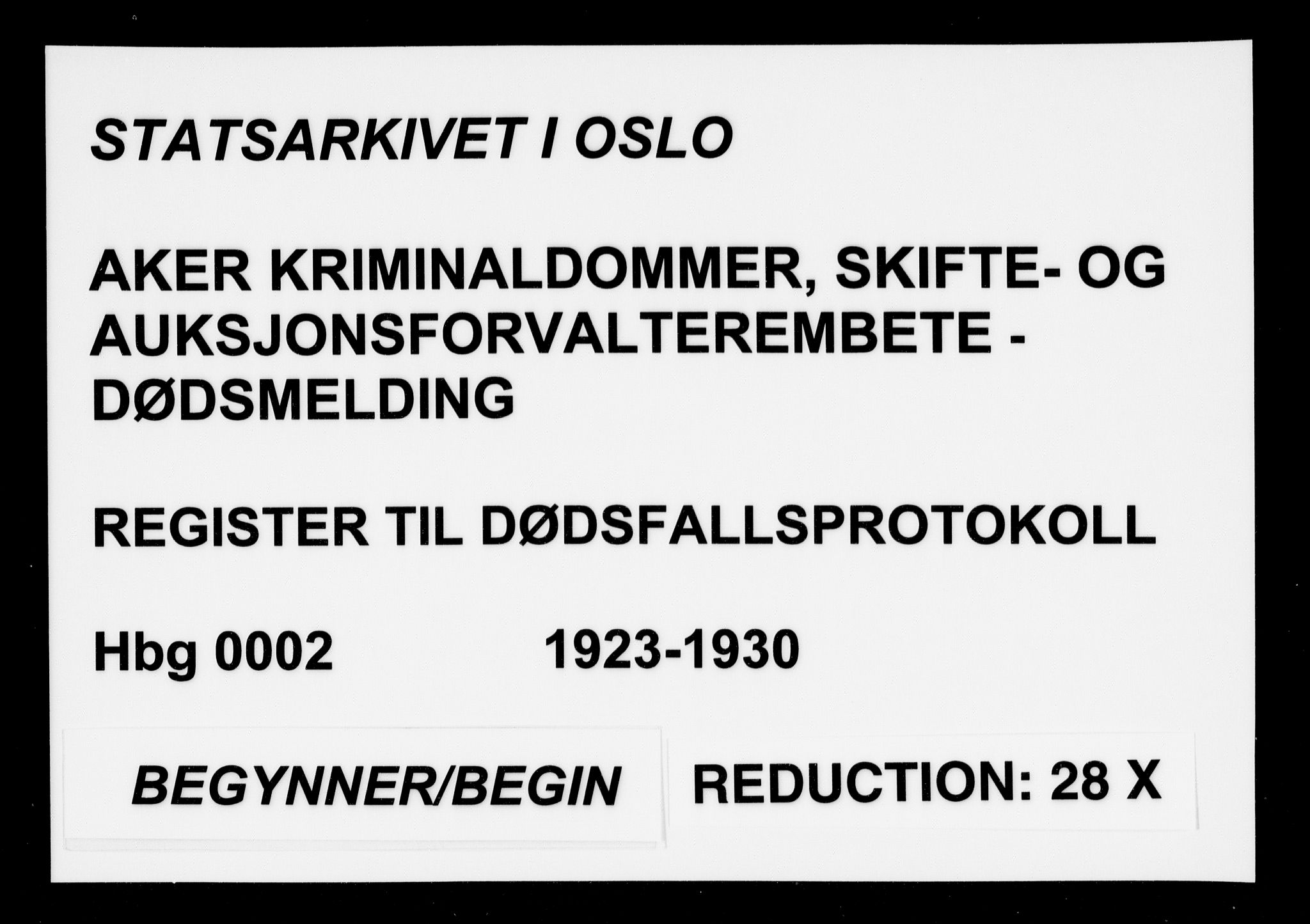 Aker kriminaldommer, skifte- og auksjonsforvalterembete, AV/SAO-A-10452/H/Ha/Haa/L0002: Register til dødsfallsprotokoll, 1923-1930
