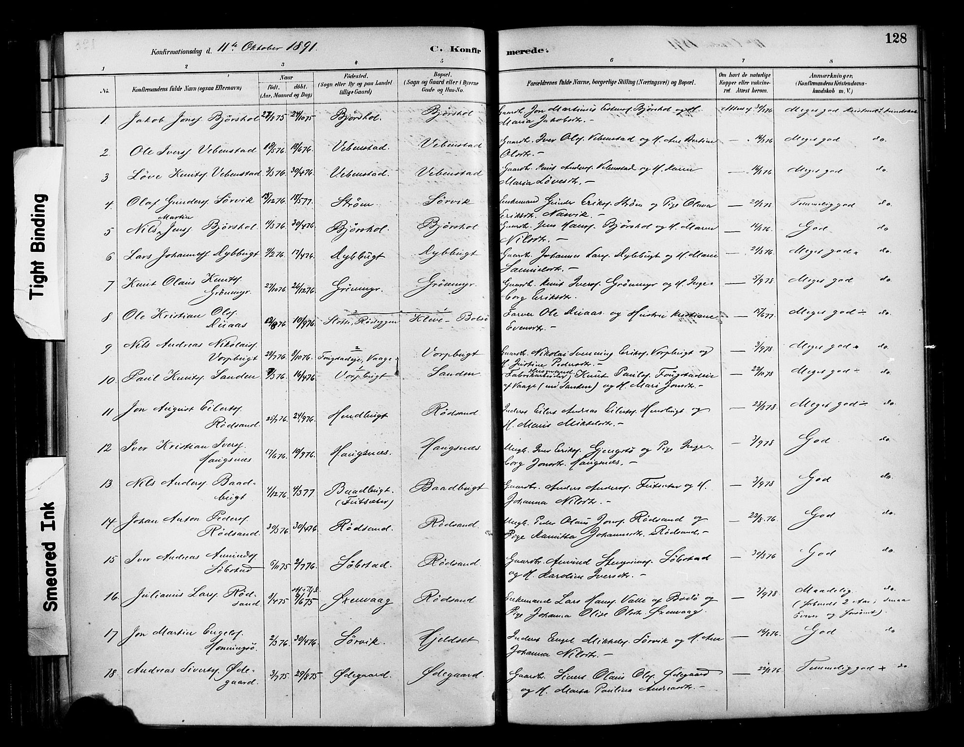 Ministerialprotokoller, klokkerbøker og fødselsregistre - Møre og Romsdal, SAT/A-1454/569/L0819: Parish register (official) no. 569A05, 1885-1899, p. 128