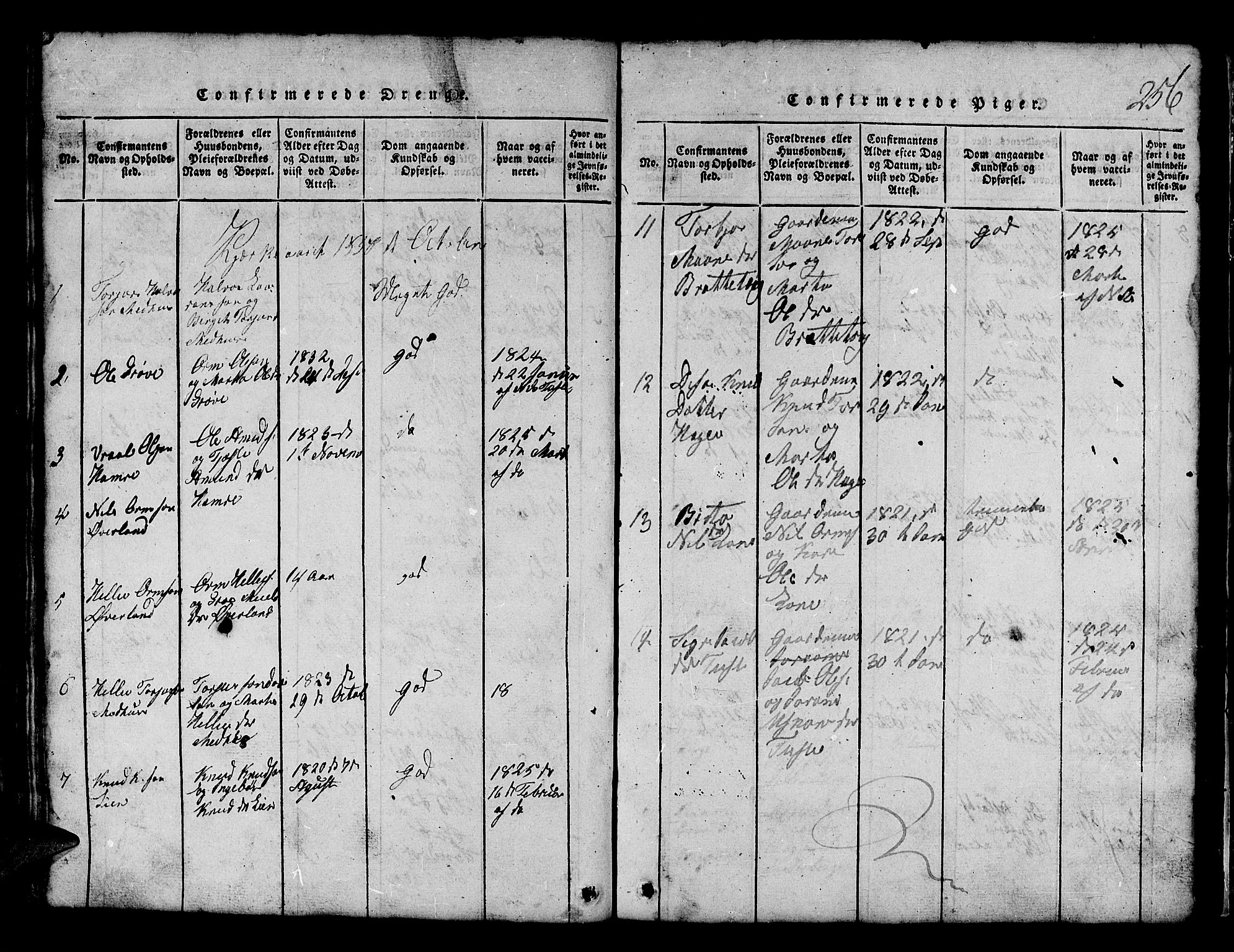 Røldal sokneprestembete, SAB/A-100247: Parish register (copy) no. A 1, 1817-1860, p. 256