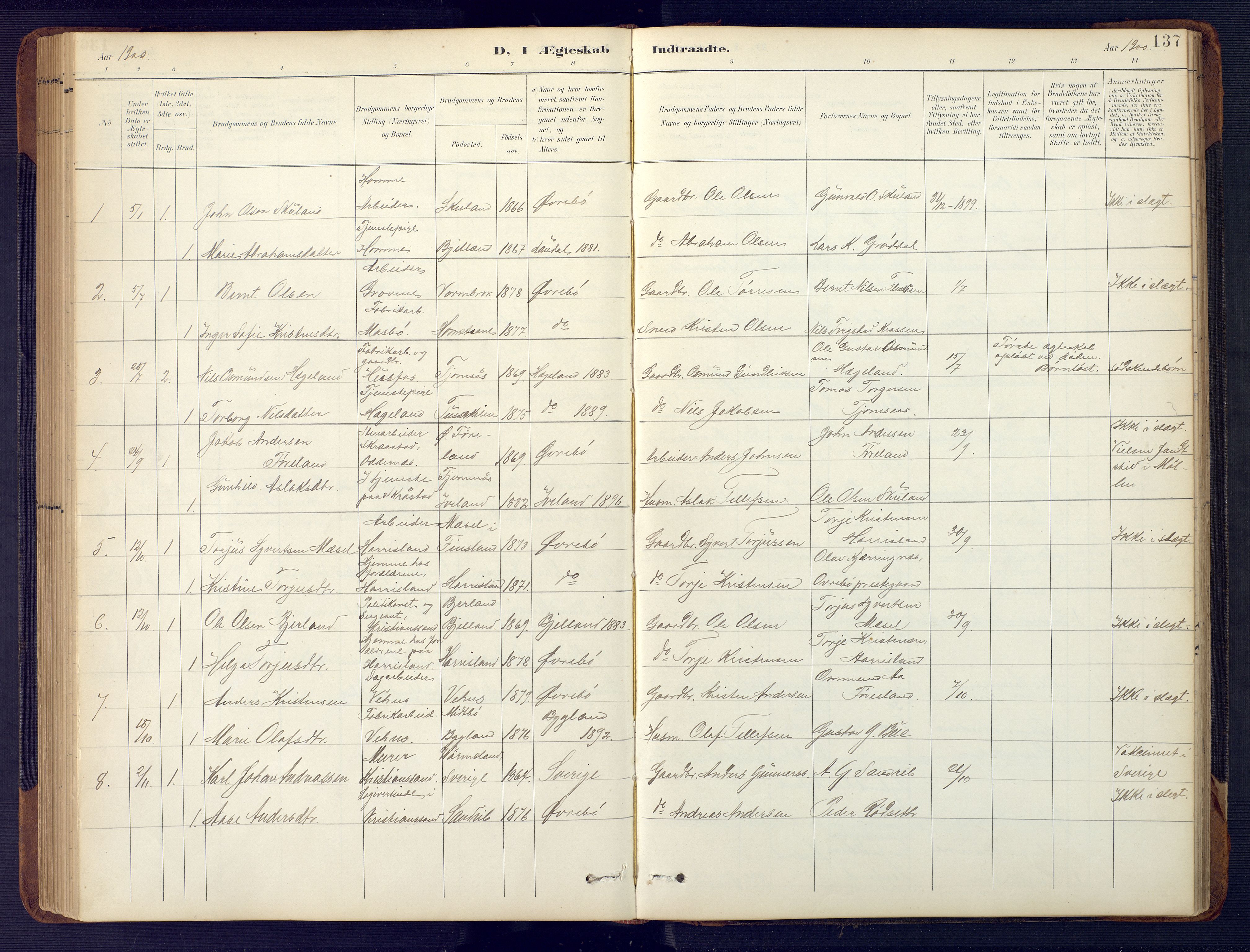 Vennesla sokneprestkontor, SAK/1111-0045/Fb/Fbc/L0003: Parish register (copy) no. B 3, 1895-1946, p. 137
