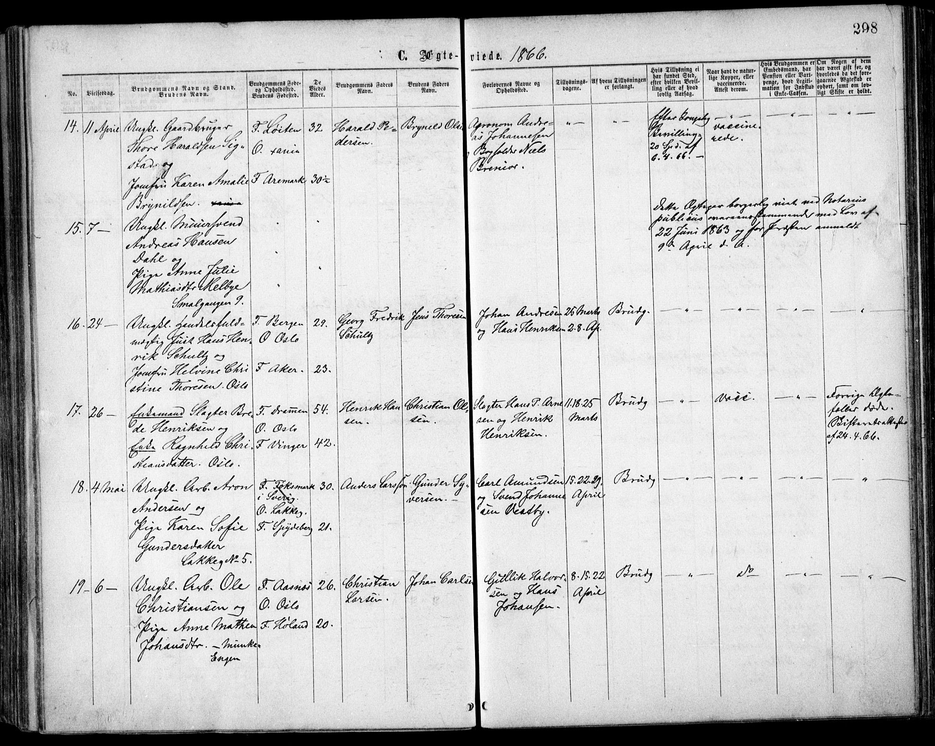 Grønland prestekontor Kirkebøker, AV/SAO-A-10848/F/Fa/L0003: Parish register (official) no. 3, 1862-1868, p. 298