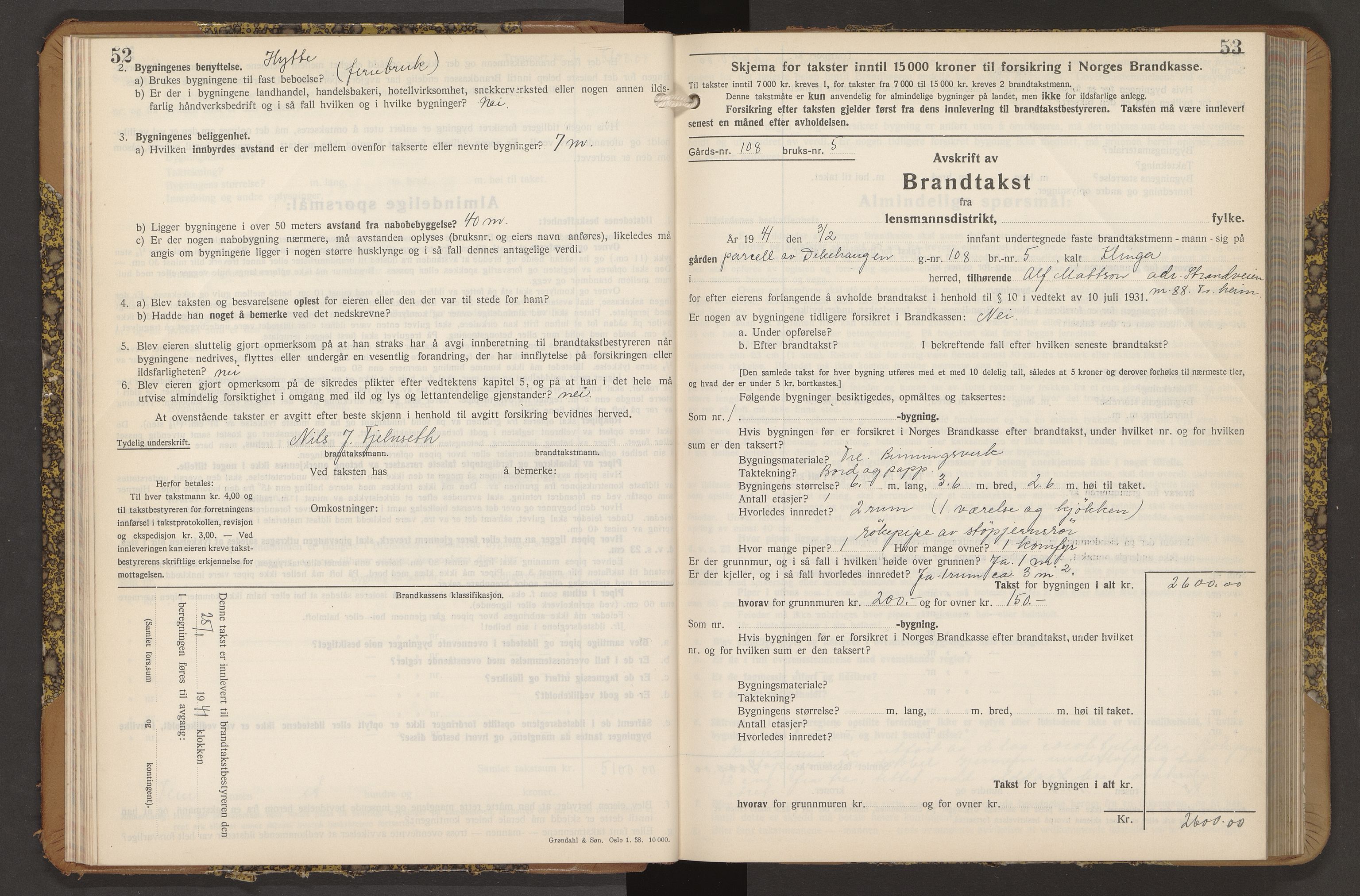 Norges Brannkasse Strinda, AV/SAT-A-5516/Fb/L0009: Branntakstprotokoll, 1940-1946, p. 52-53
